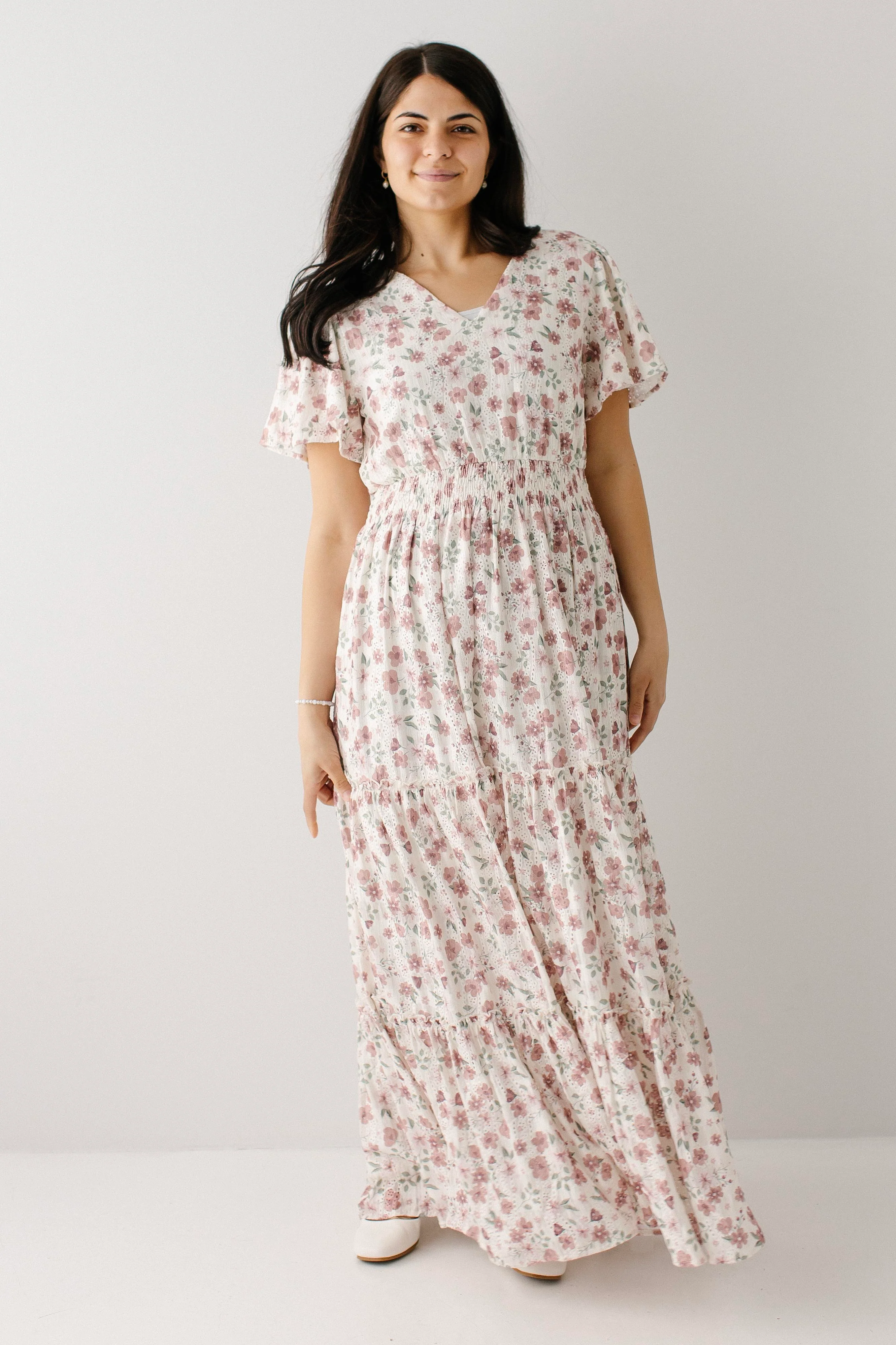 Elizabeth Flower Print Textured Tiered Maxi Dress - Image 5