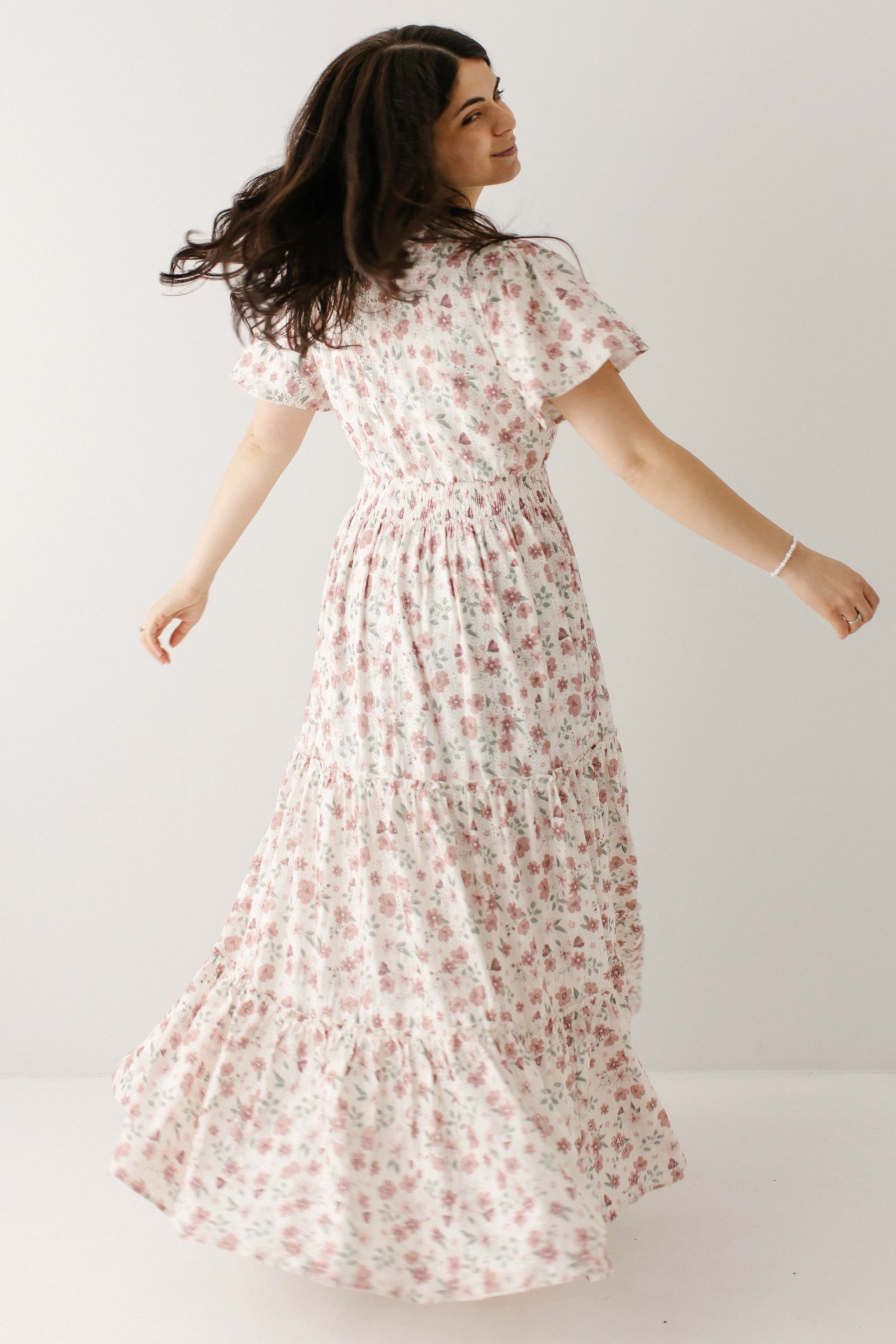 Elizabeth Flower Print Textured Tiered Maxi Dress - Image 6