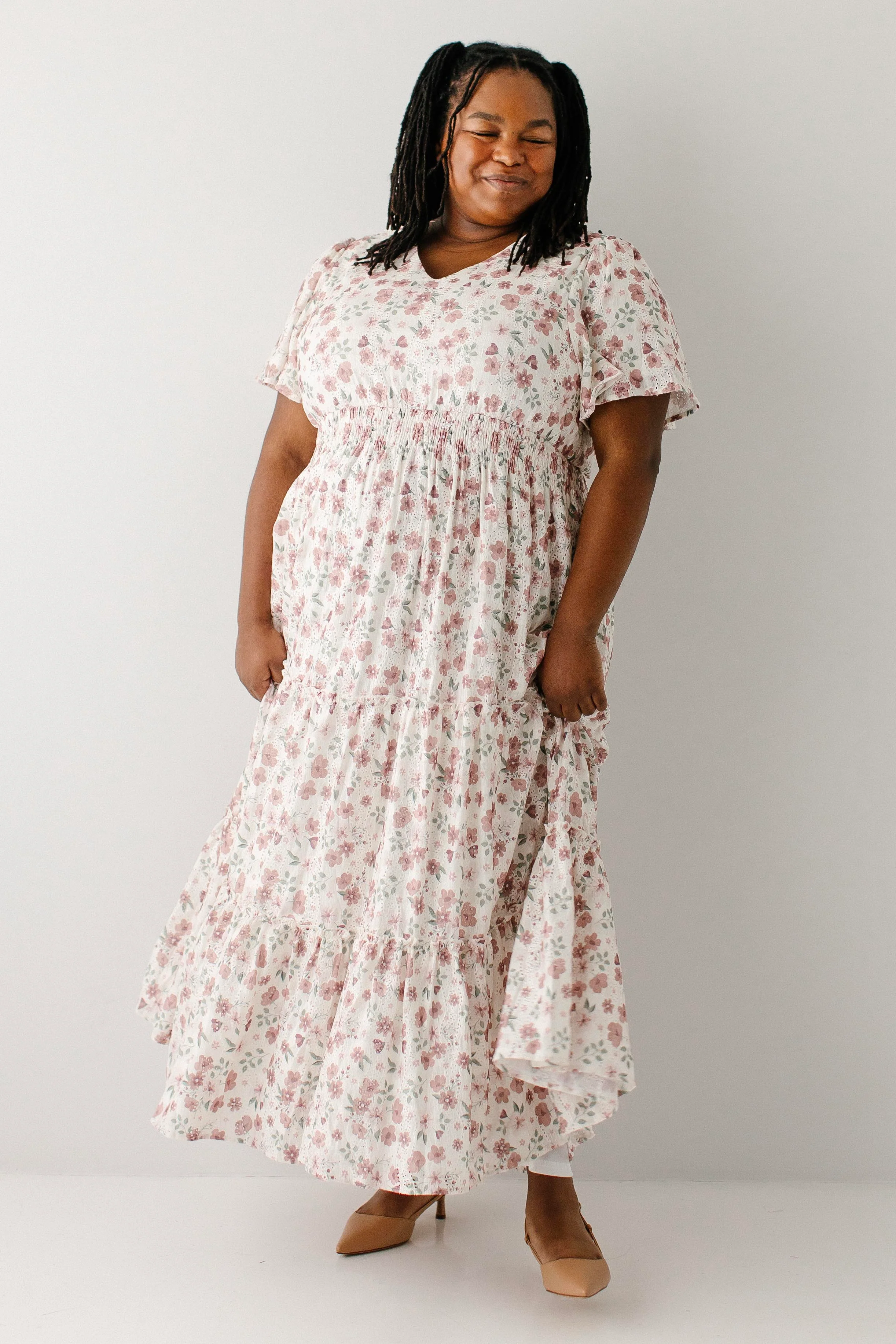 Elizabeth Flower Print Textured Tiered Maxi Dress - Image 8