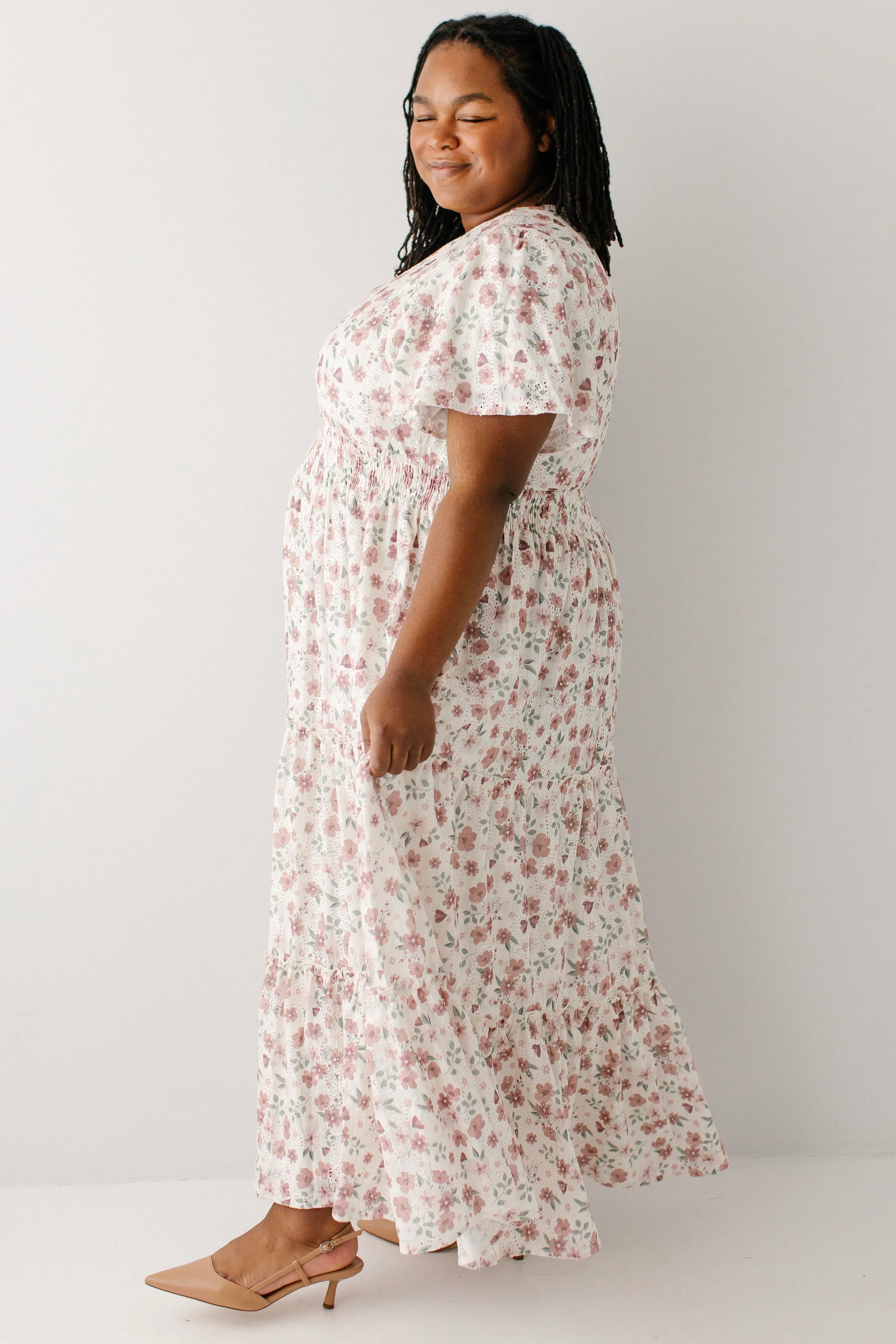 Elizabeth Flower Print Textured Tiered Maxi Dress - Image 9