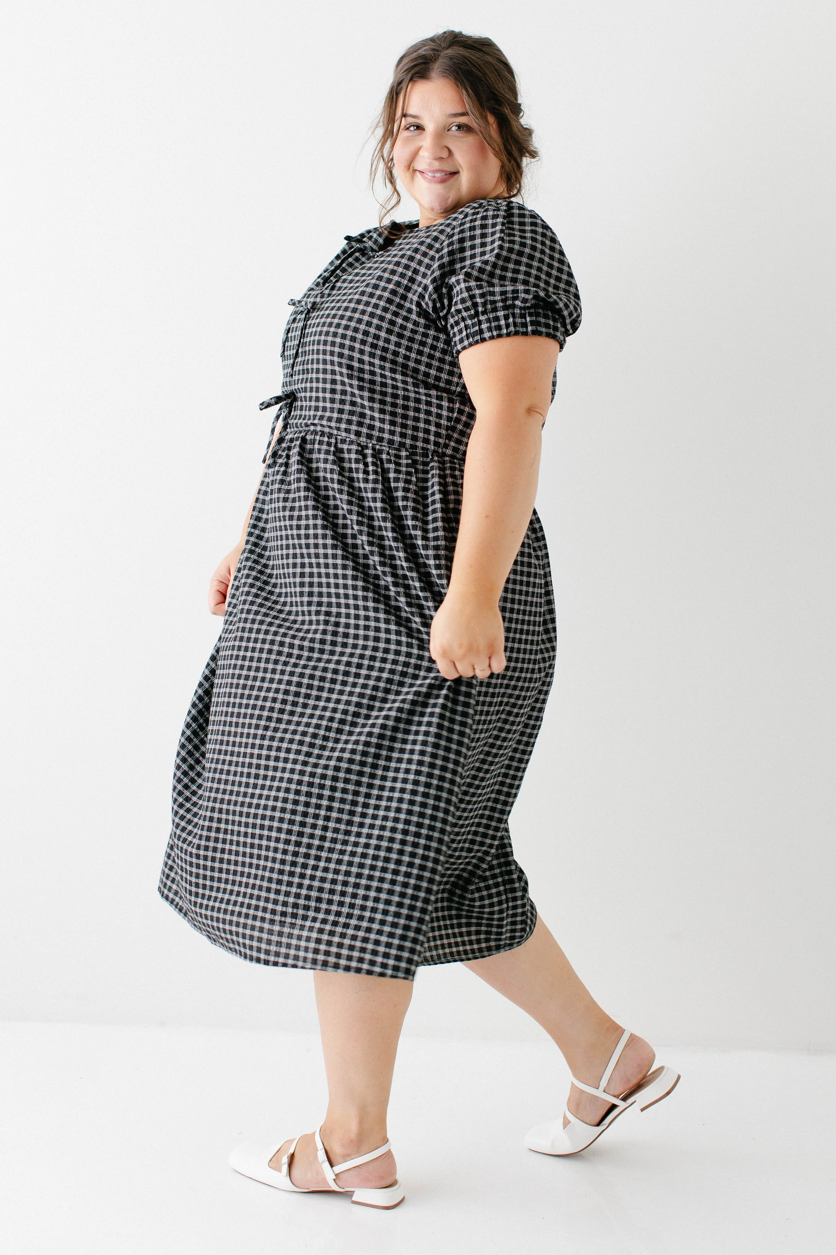 Ellie Bow Front Plaid Midi Dress FINAL SALE - Image 10