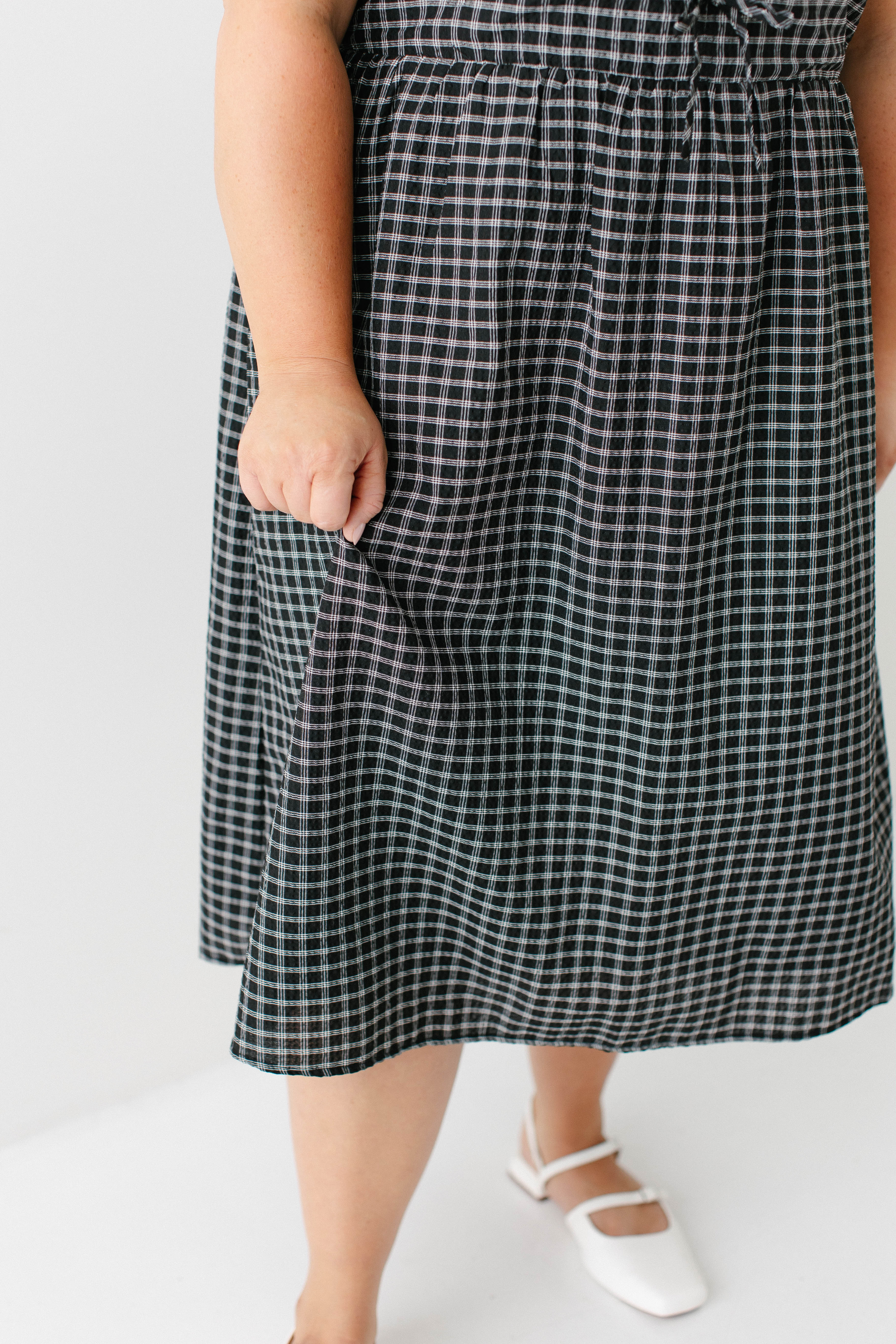 Ellie Bow Front Plaid Midi Dress FINAL SALE - Image 11