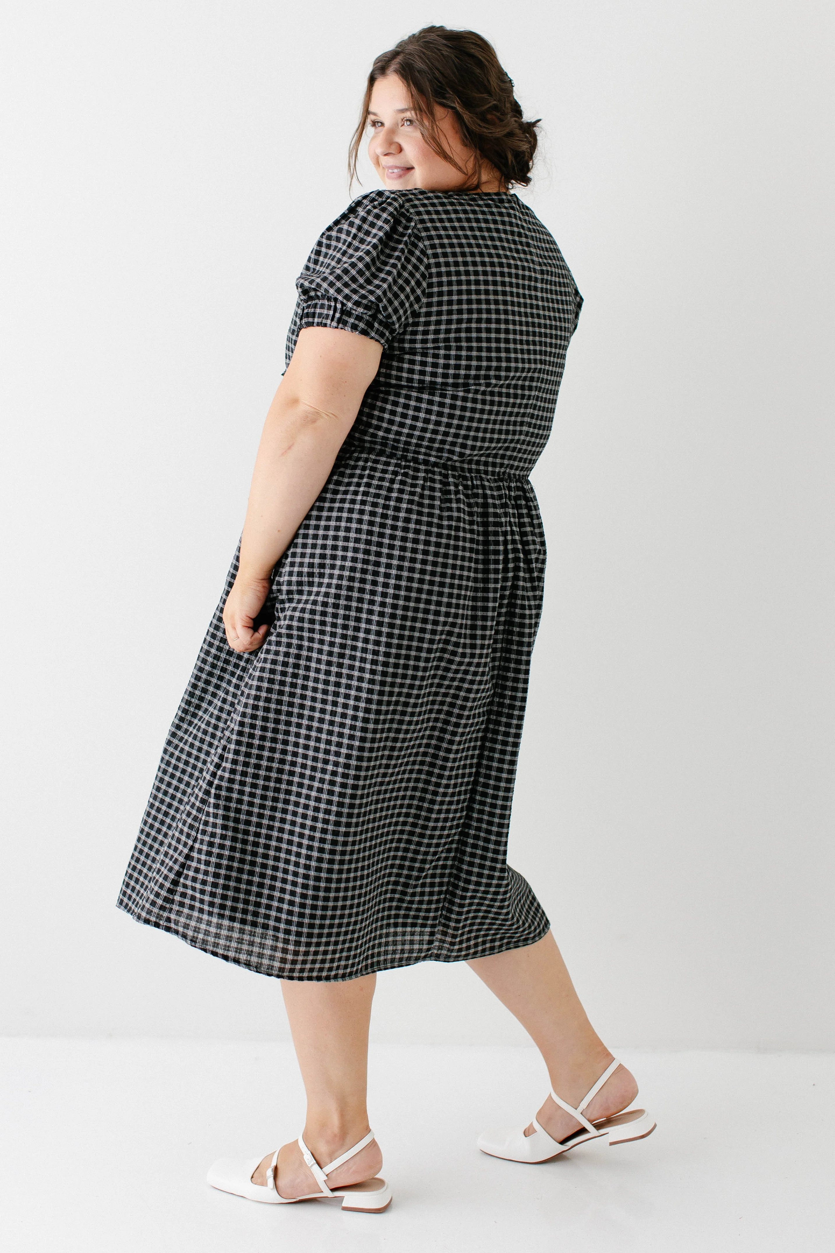 Ellie Bow Front Plaid Midi Dress FINAL SALE - Image 12