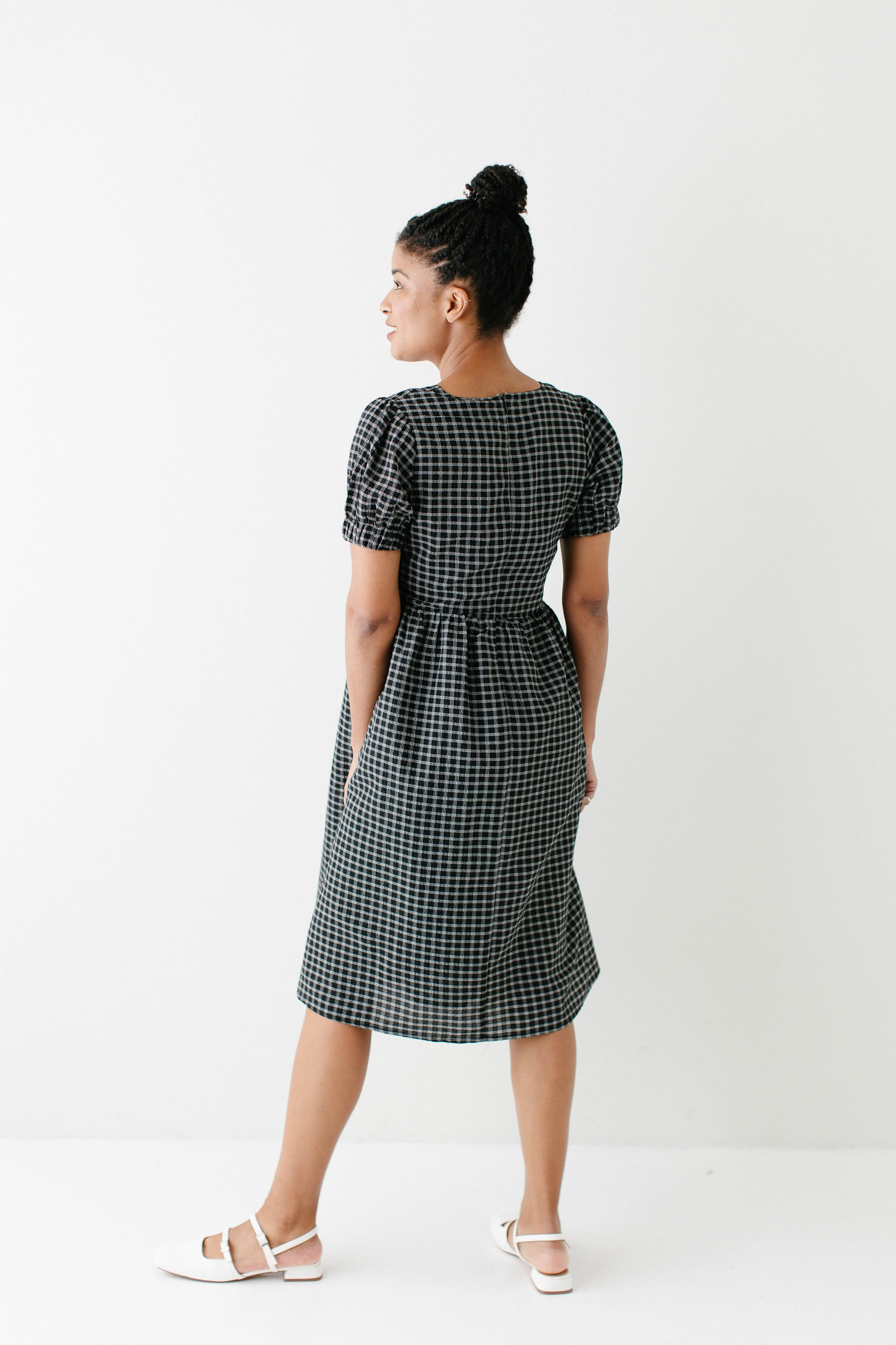 Ellie Bow Front Plaid Midi Dress FINAL SALE - Image 6
