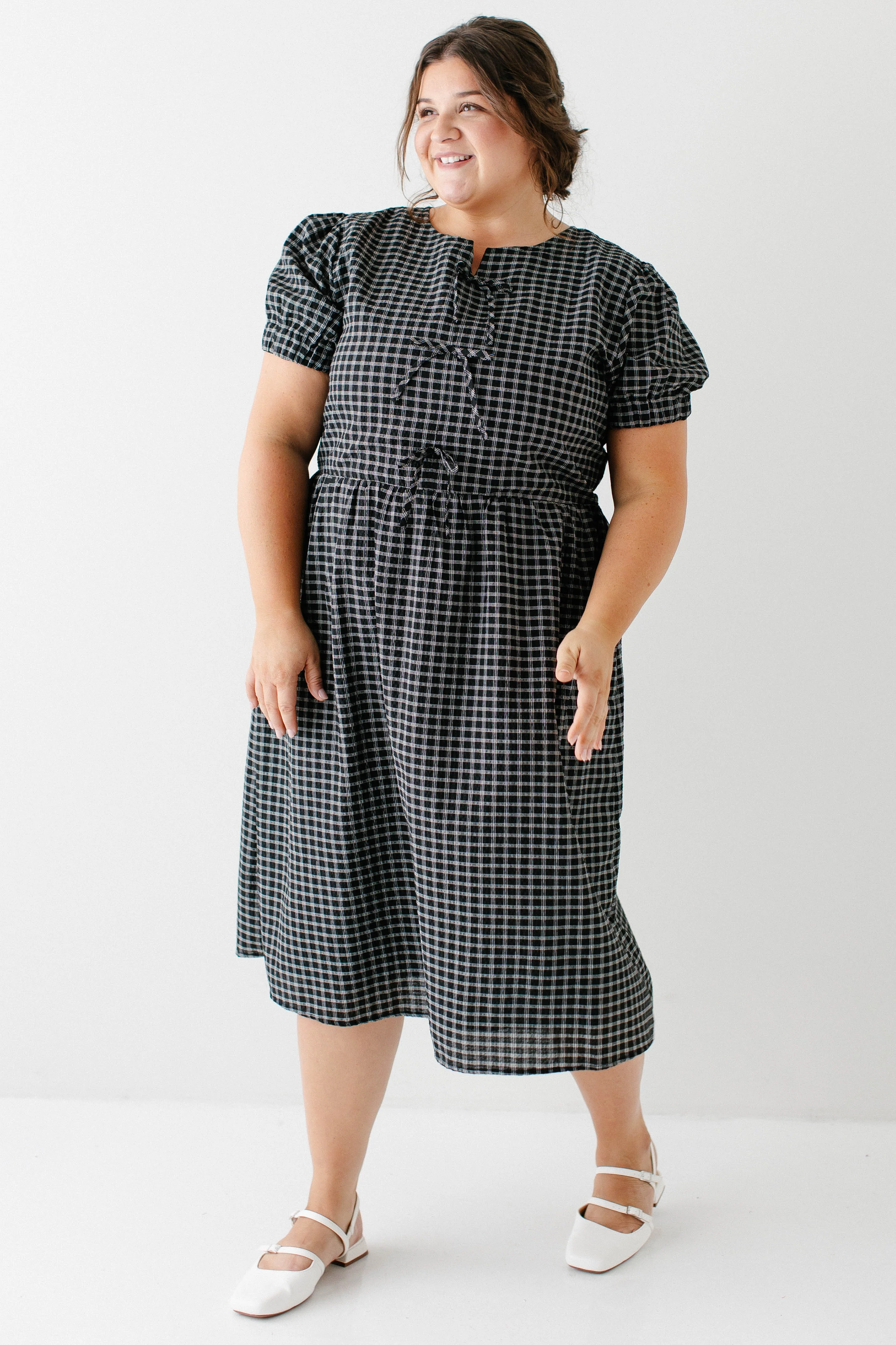 Ellie Bow Front Plaid Midi Dress FINAL SALE - Image 8