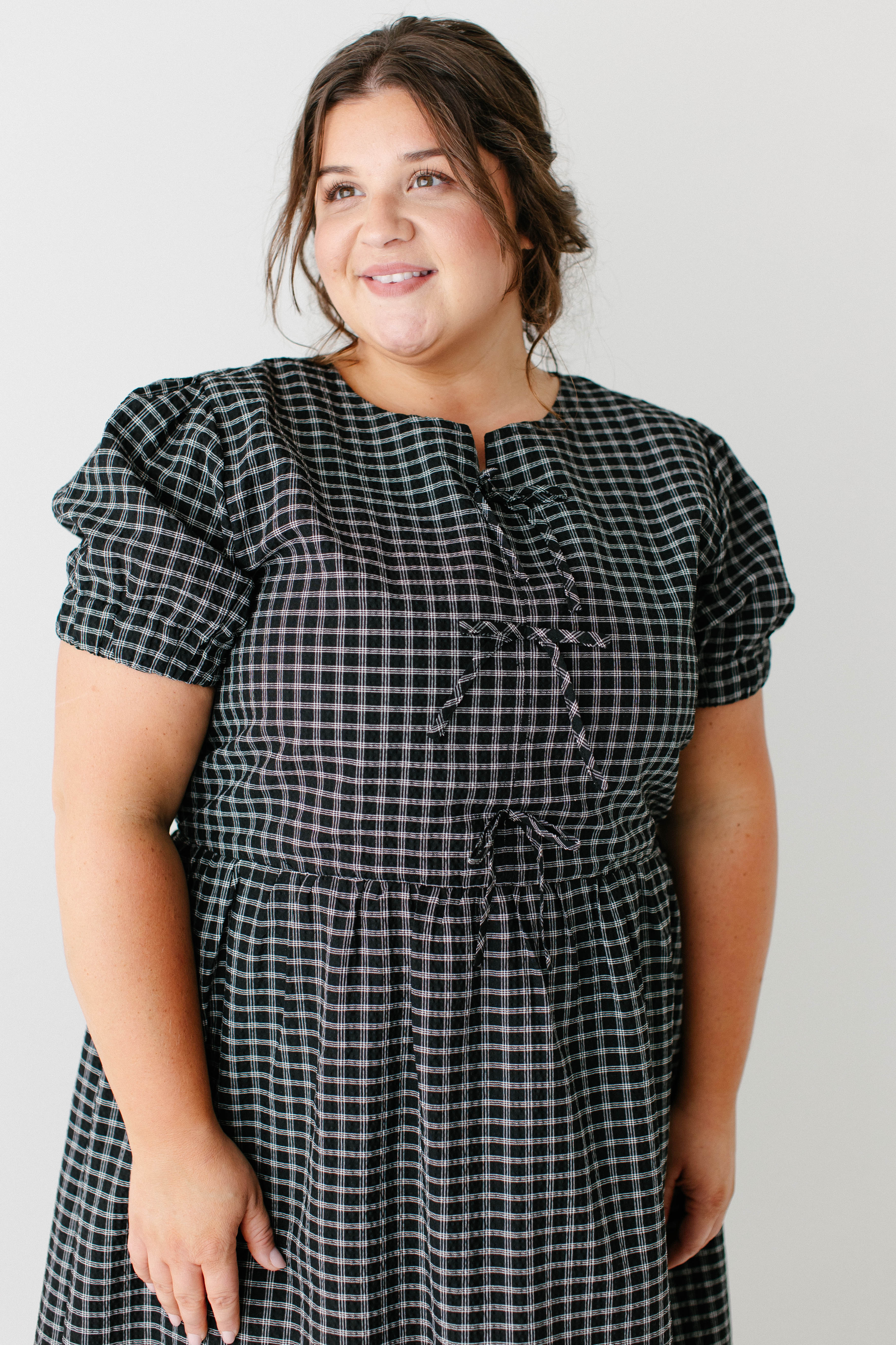 Ellie Bow Front Plaid Midi Dress FINAL SALE - Image 9