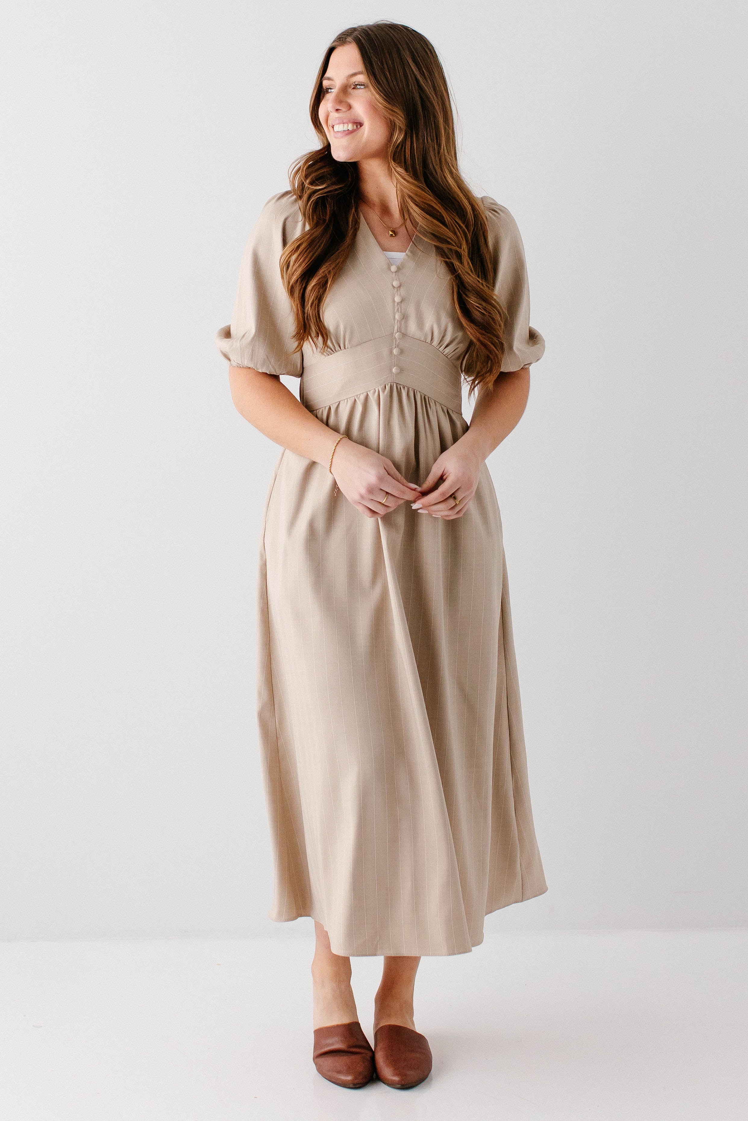 Ellison Button Detail Pinstripe Maxi Dress FINAL SALE - Image 3