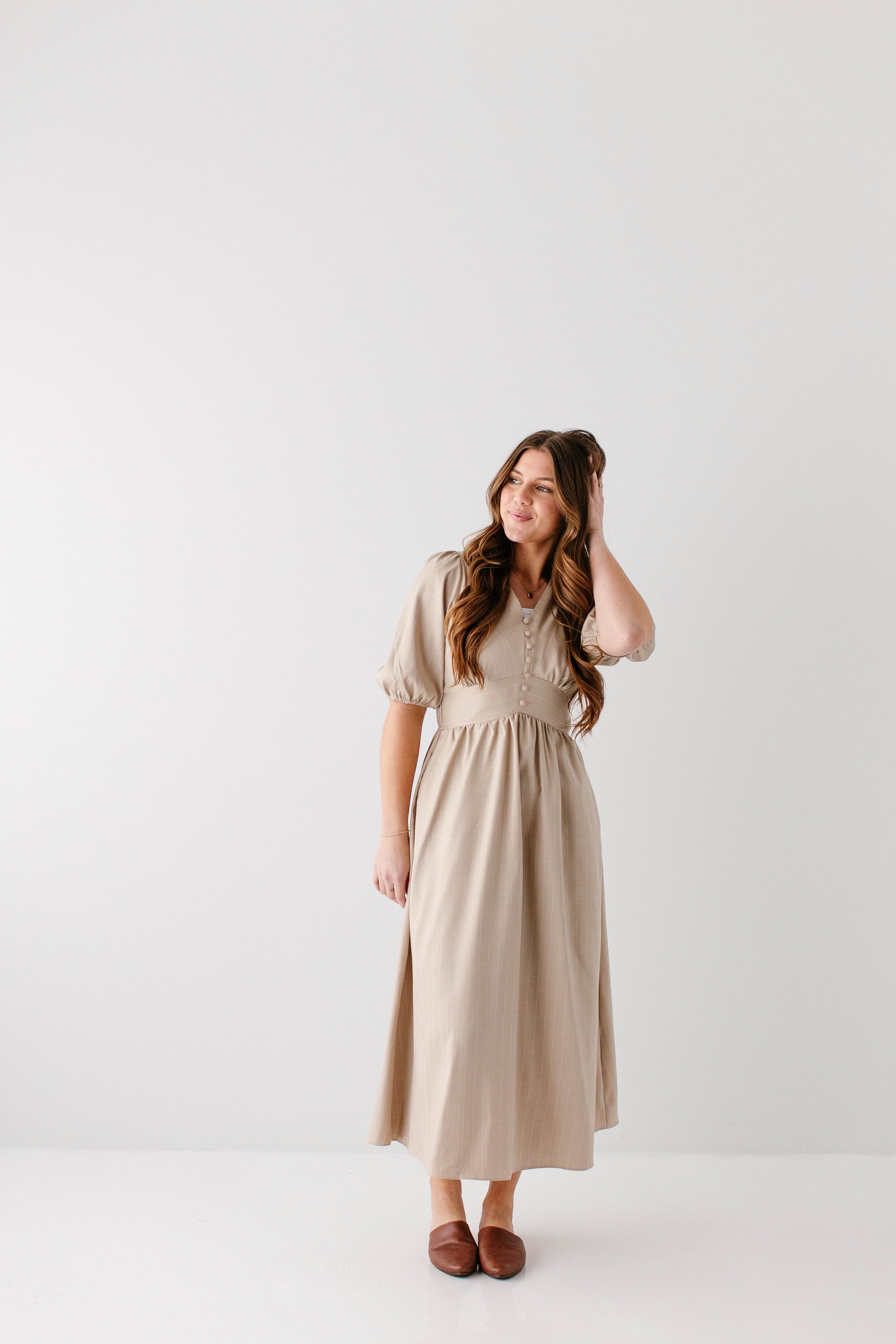 Ellison Button Detail Pinstripe Maxi Dress FINAL SALE - Image 5