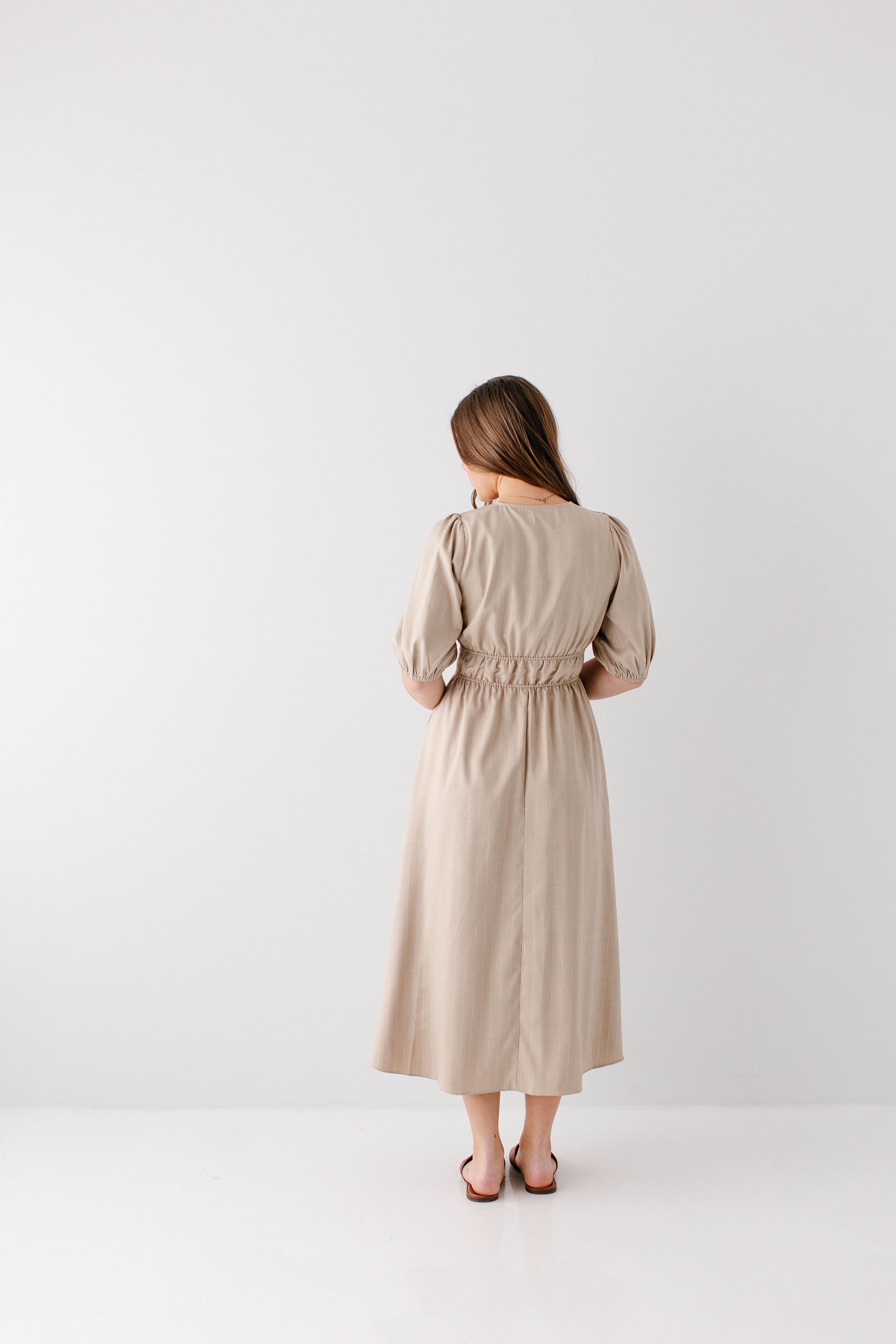 Ellison Button Detail Pinstripe Maxi Dress FINAL SALE - Image 6