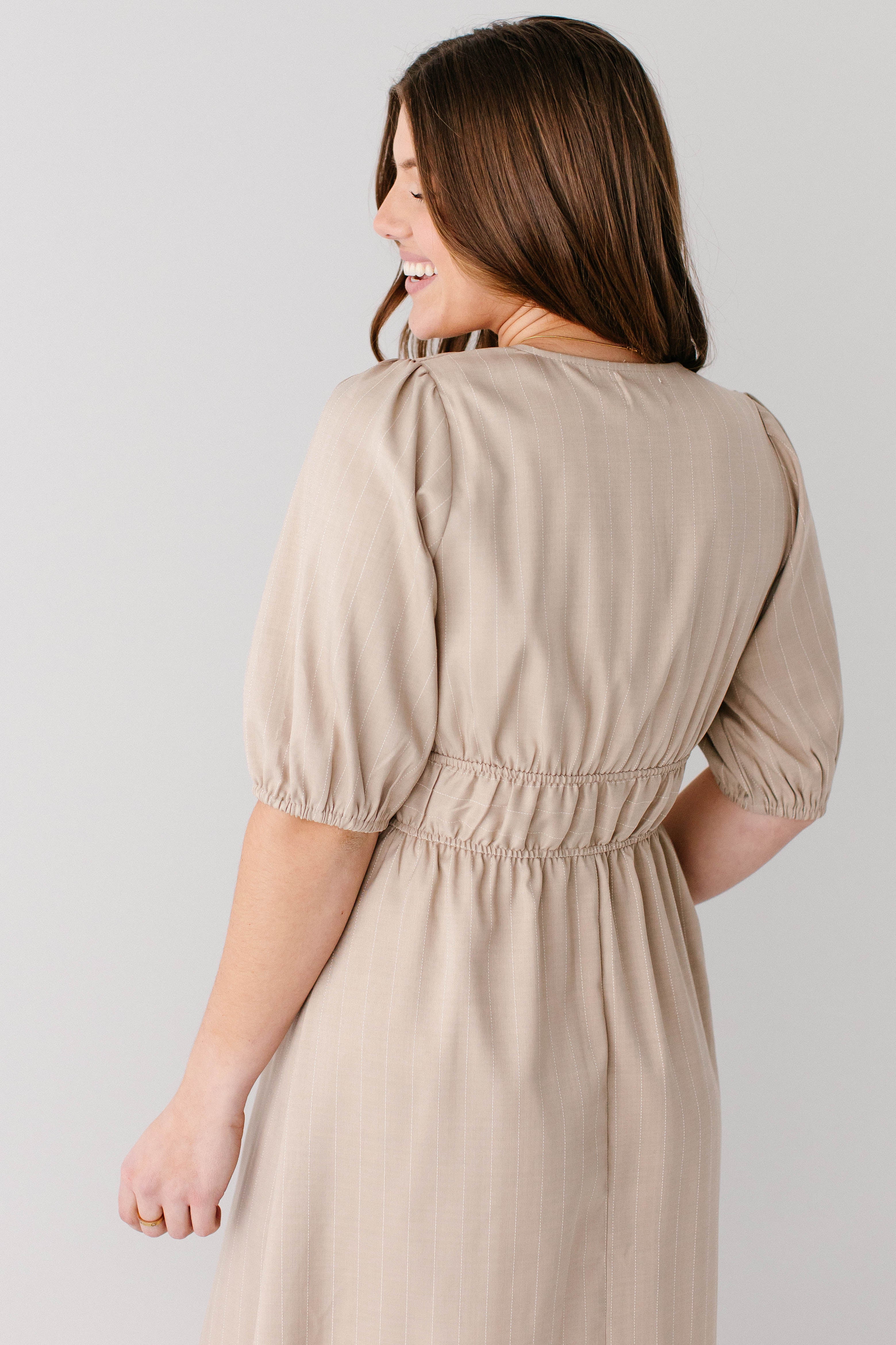 Ellison Button Detail Pinstripe Maxi Dress FINAL SALE - Image 7