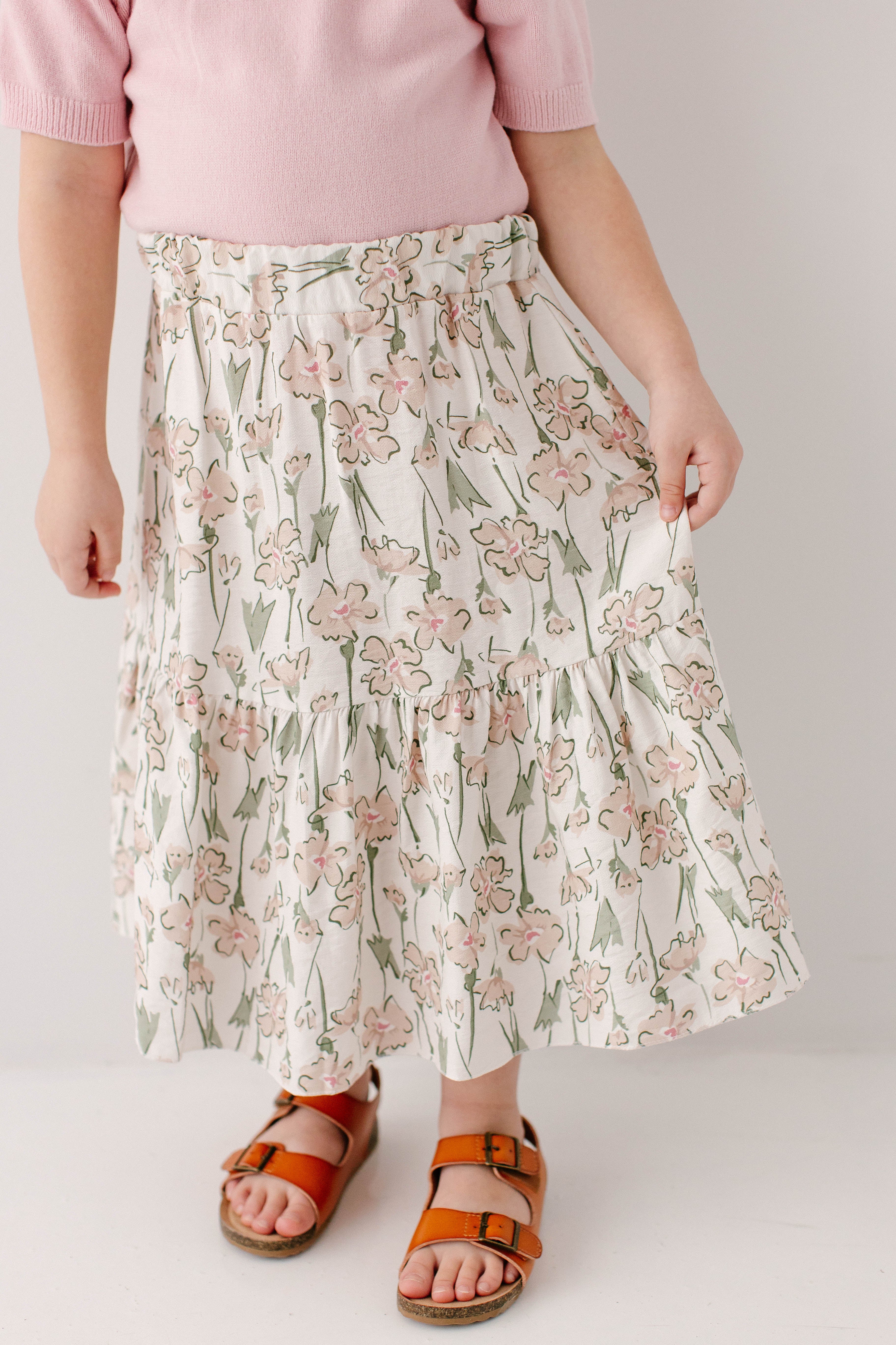 Eloise Girl Floral Print Midi Skirt