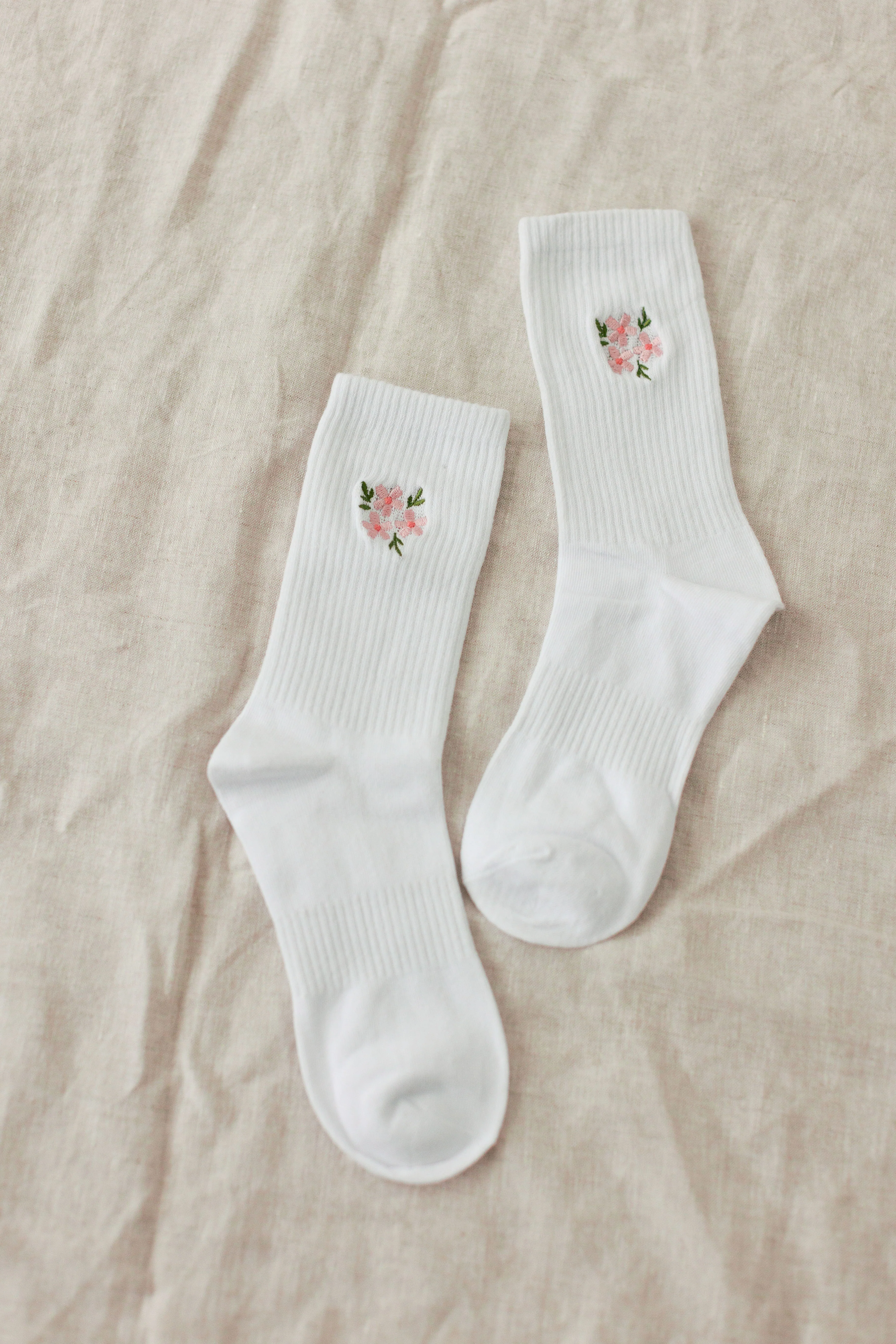 Embroidered Floral Crew Socks - Image 3