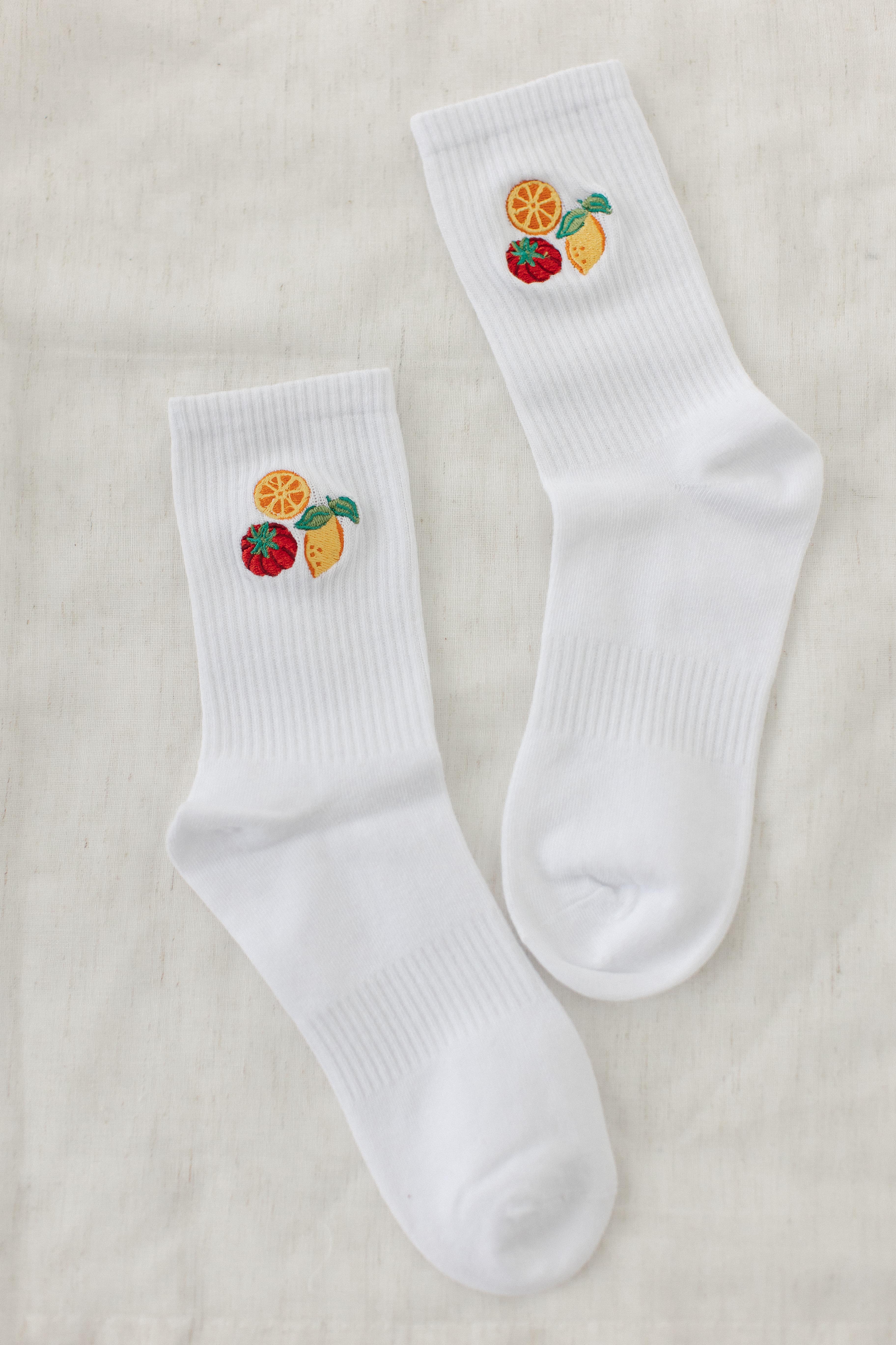 Embroidered Fruit Market Crew Socks - Image 3
