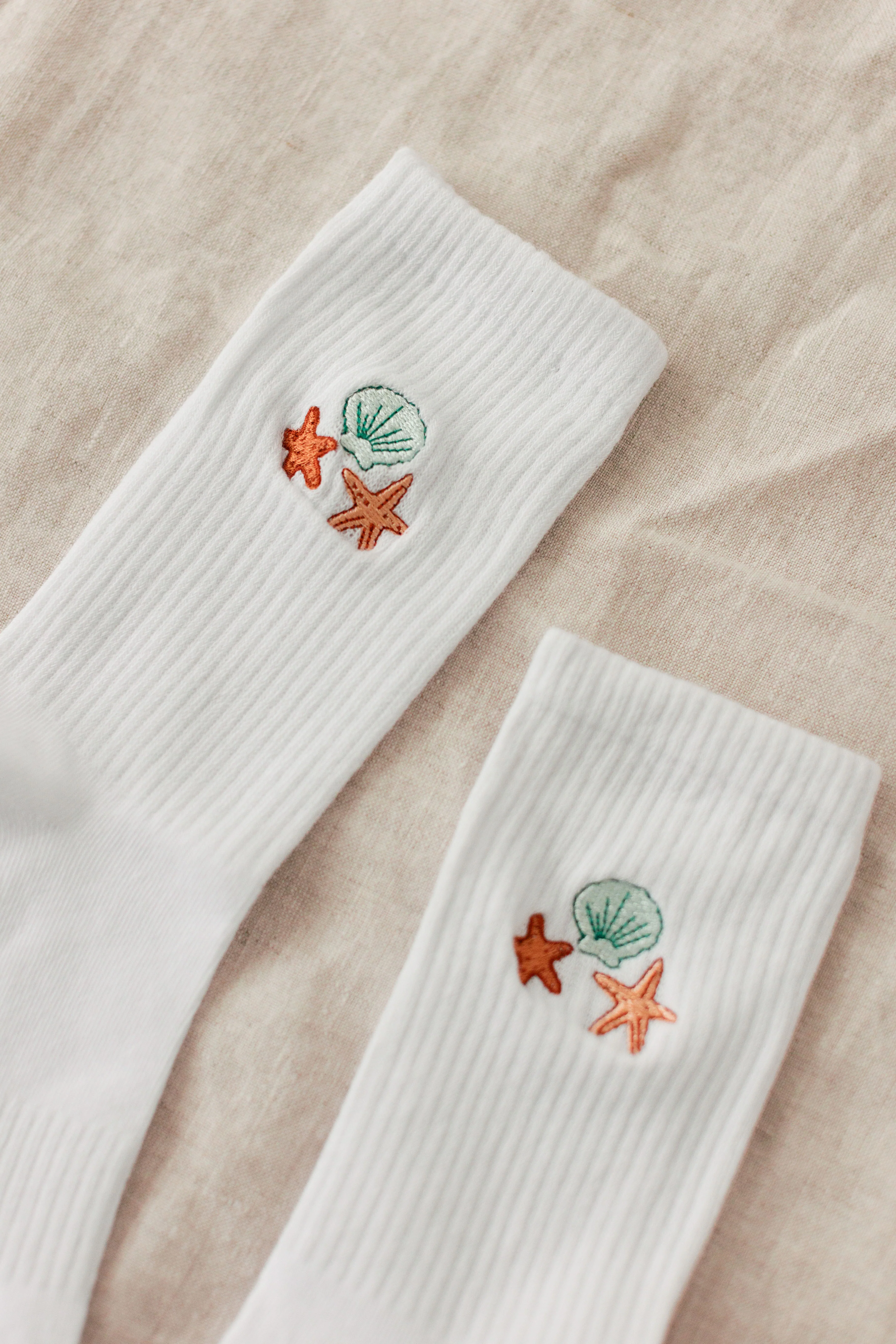 Embroidered Seashell Crew Socks - Image 2