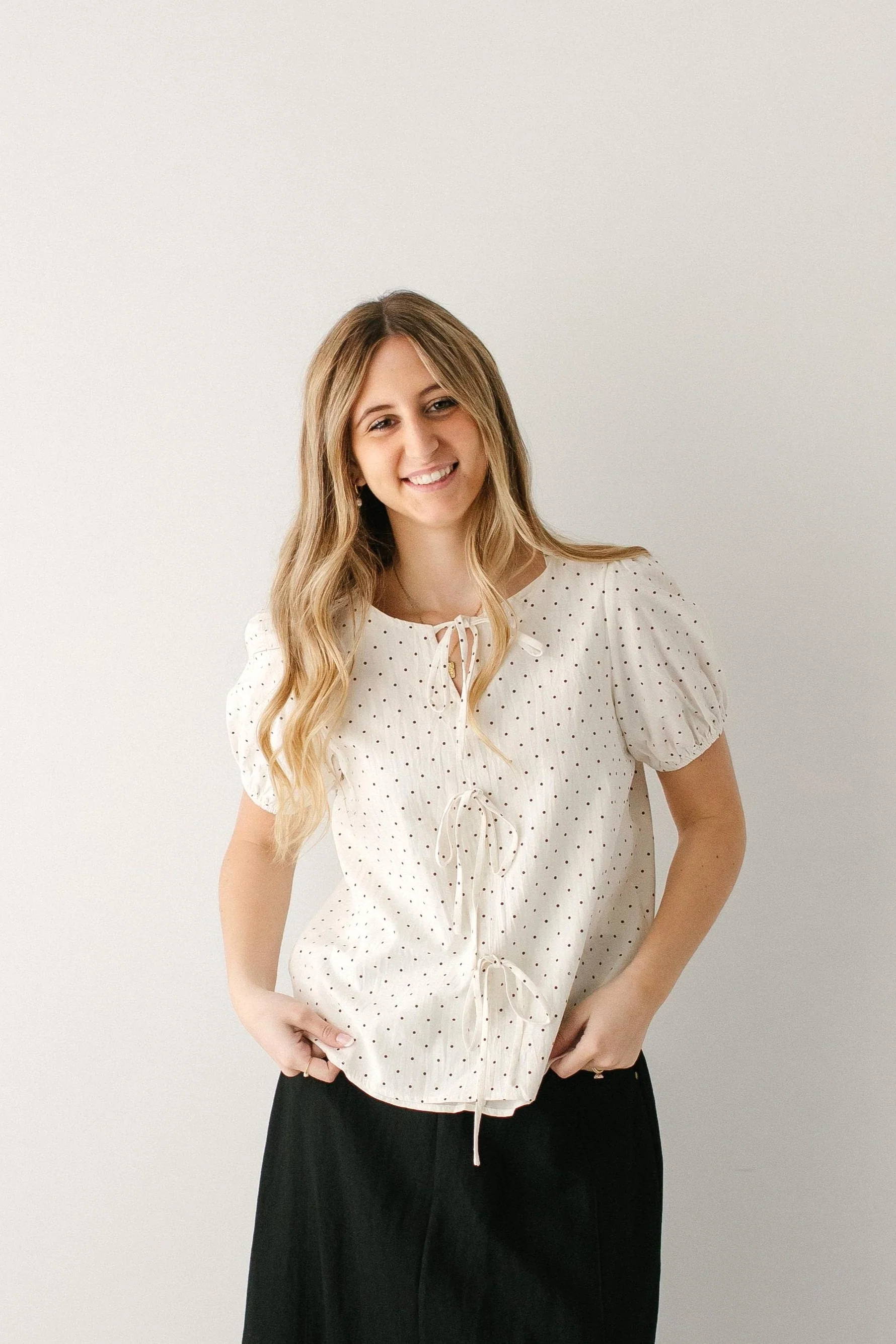 Emile Bow Detail Polka Dot Top