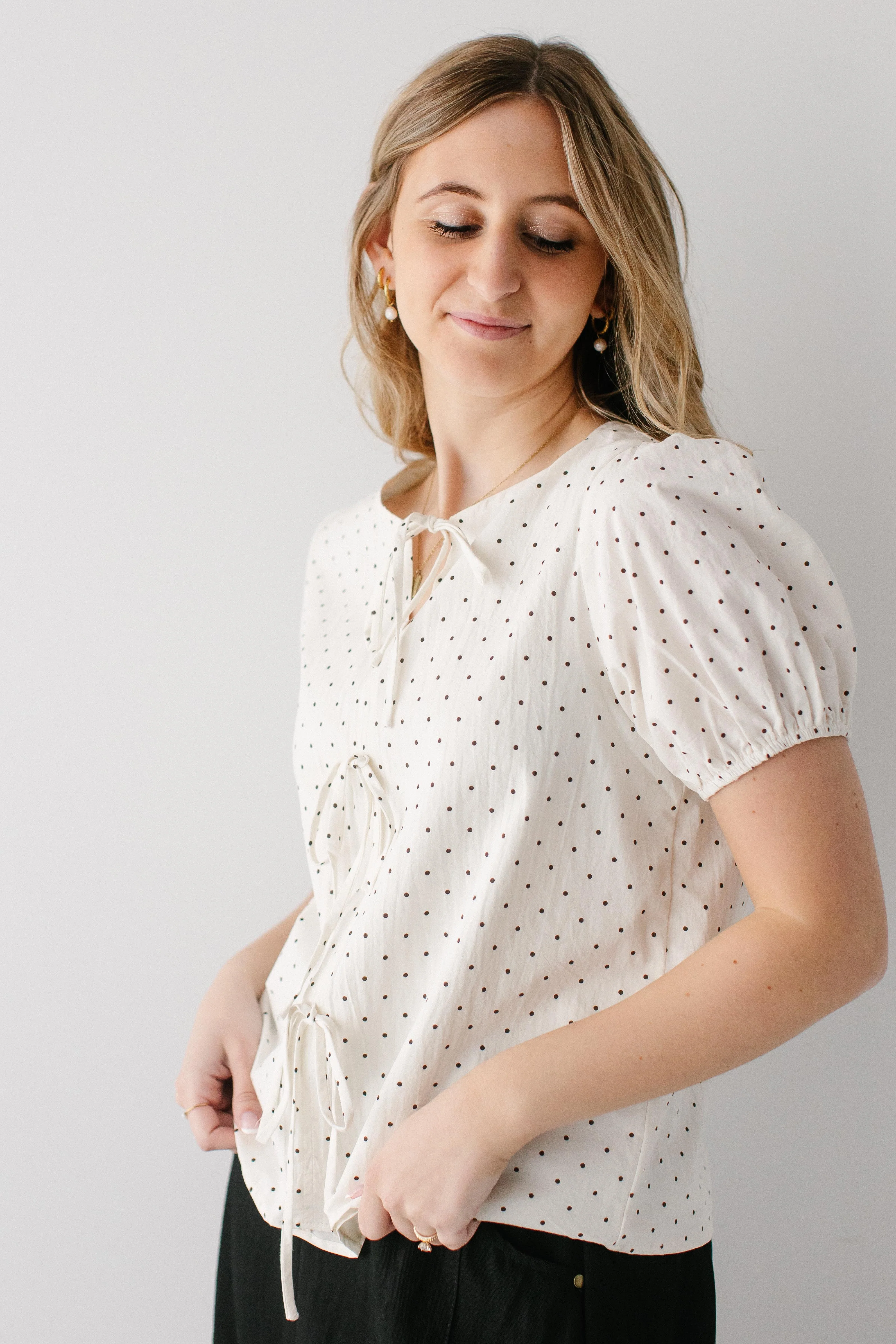 Emile Bow Detail Polka Dot Top - Image 5