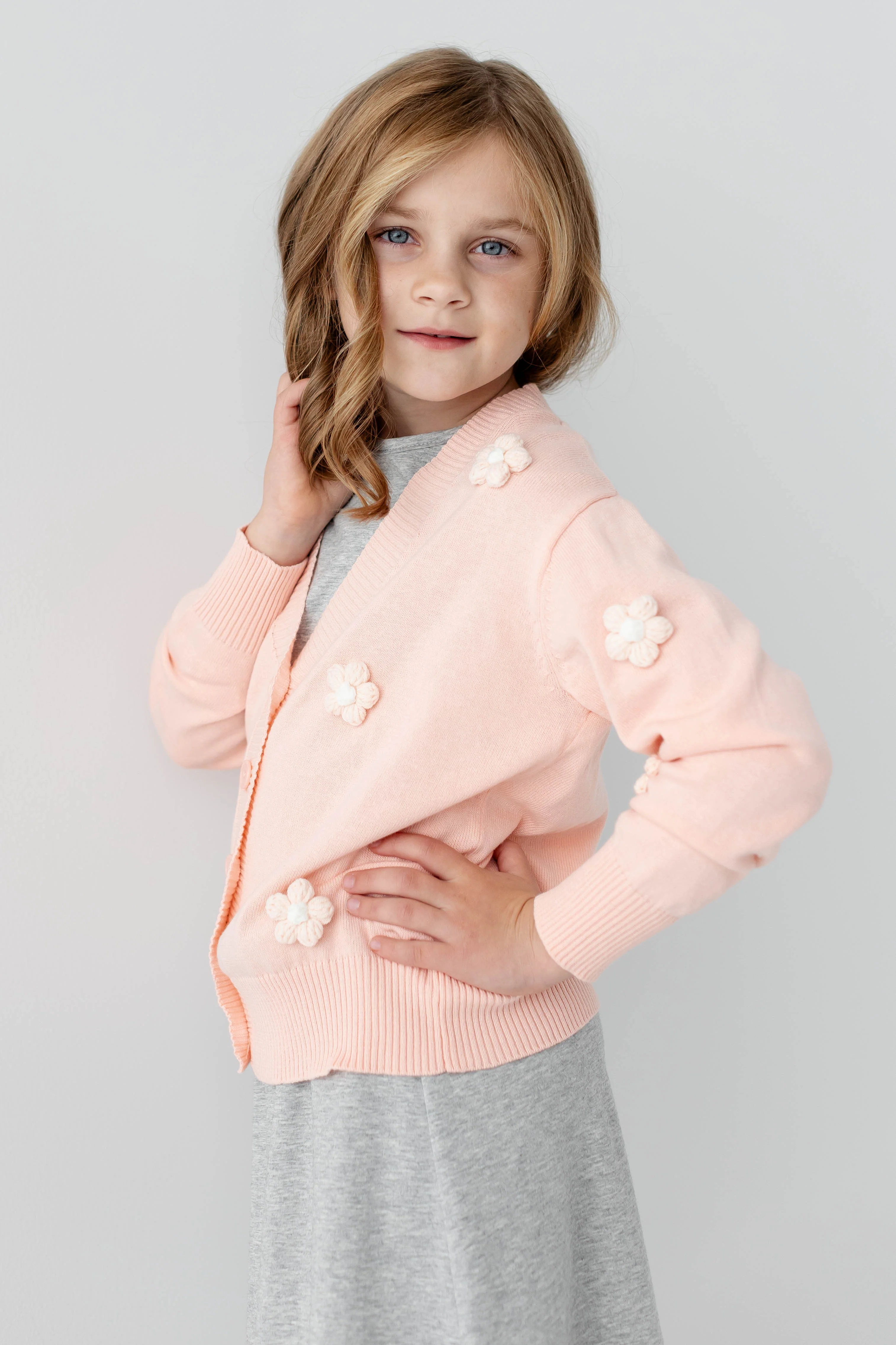 Erin Girl Puff Flower Cardigan FINAL SALE - Image 3