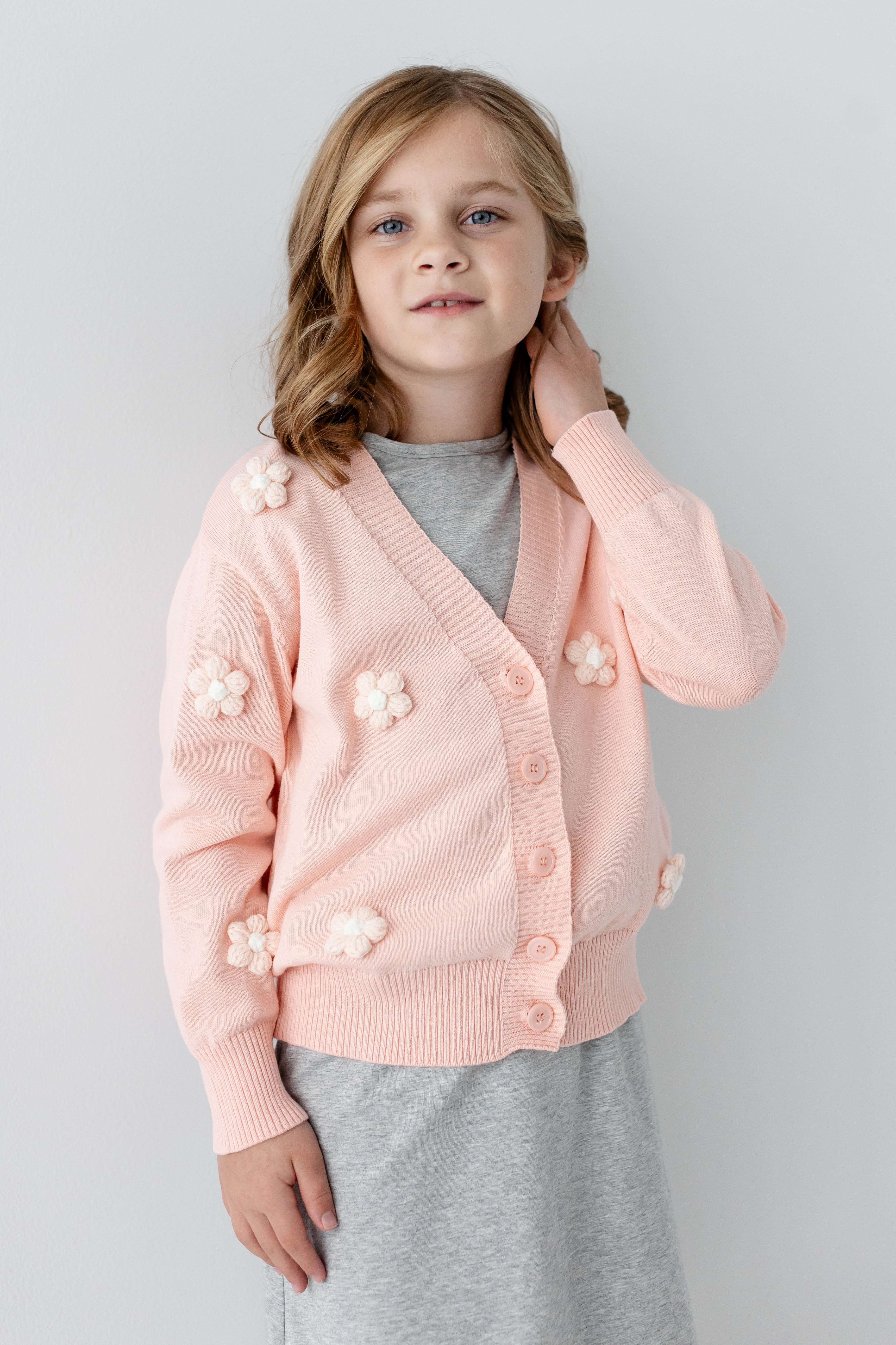 Erin Girl Puff Flower Cardigan FINAL SALE - Image 4