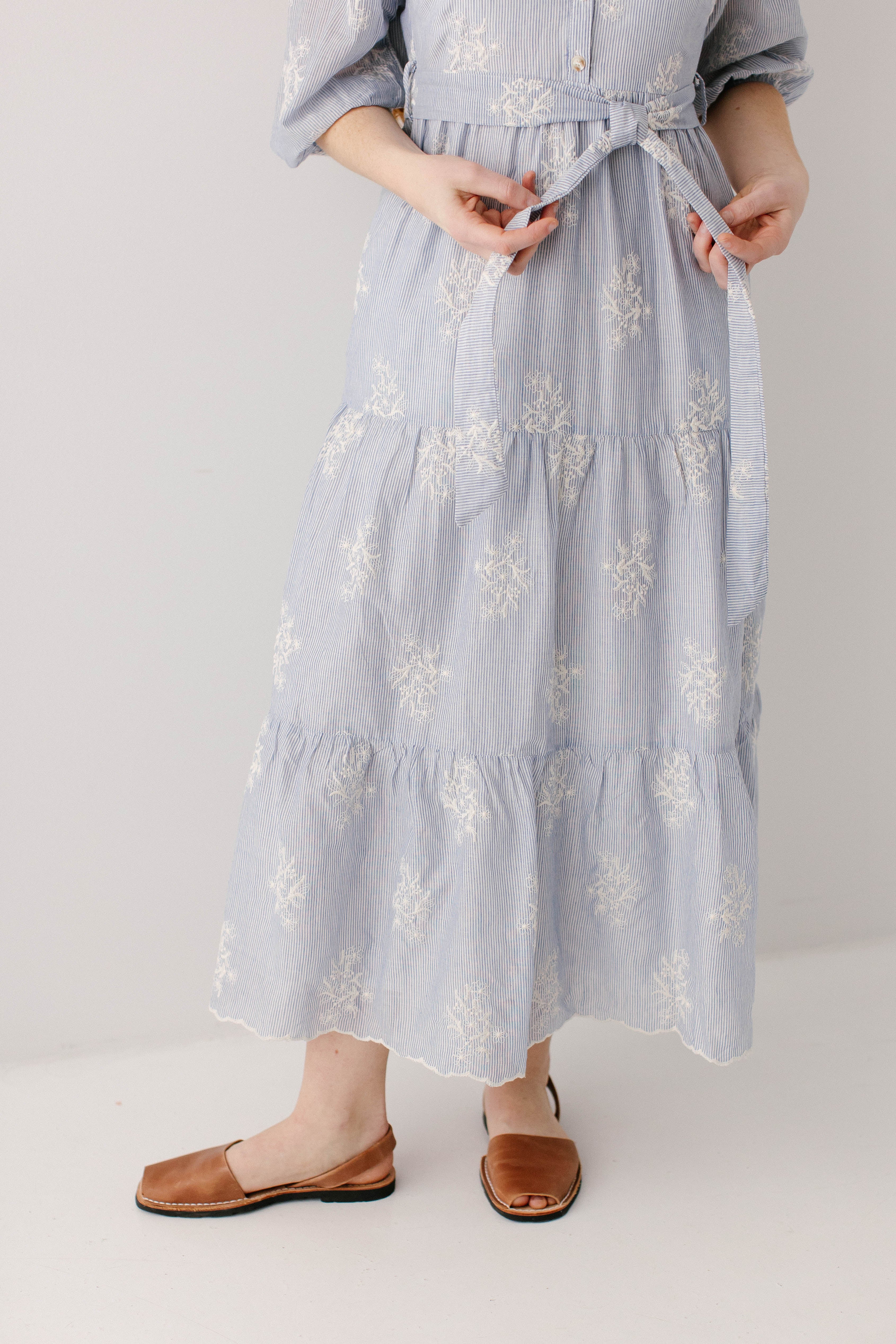 'Etta' Embroidered Pinstripe Maxi Dress FINAL SALE - Image 4