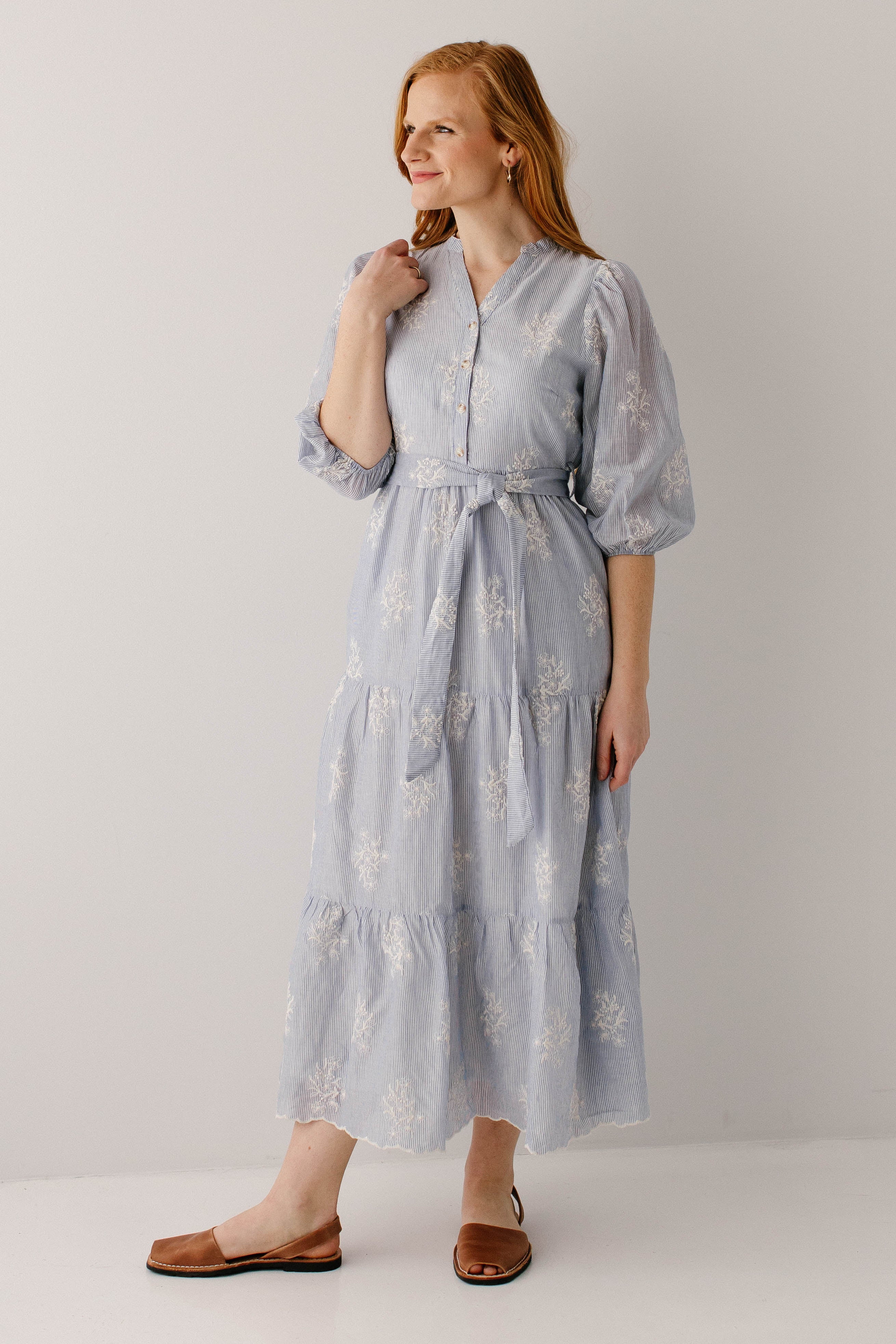 'Etta' Embroidered Pinstripe Maxi Dress FINAL SALE - Image 5