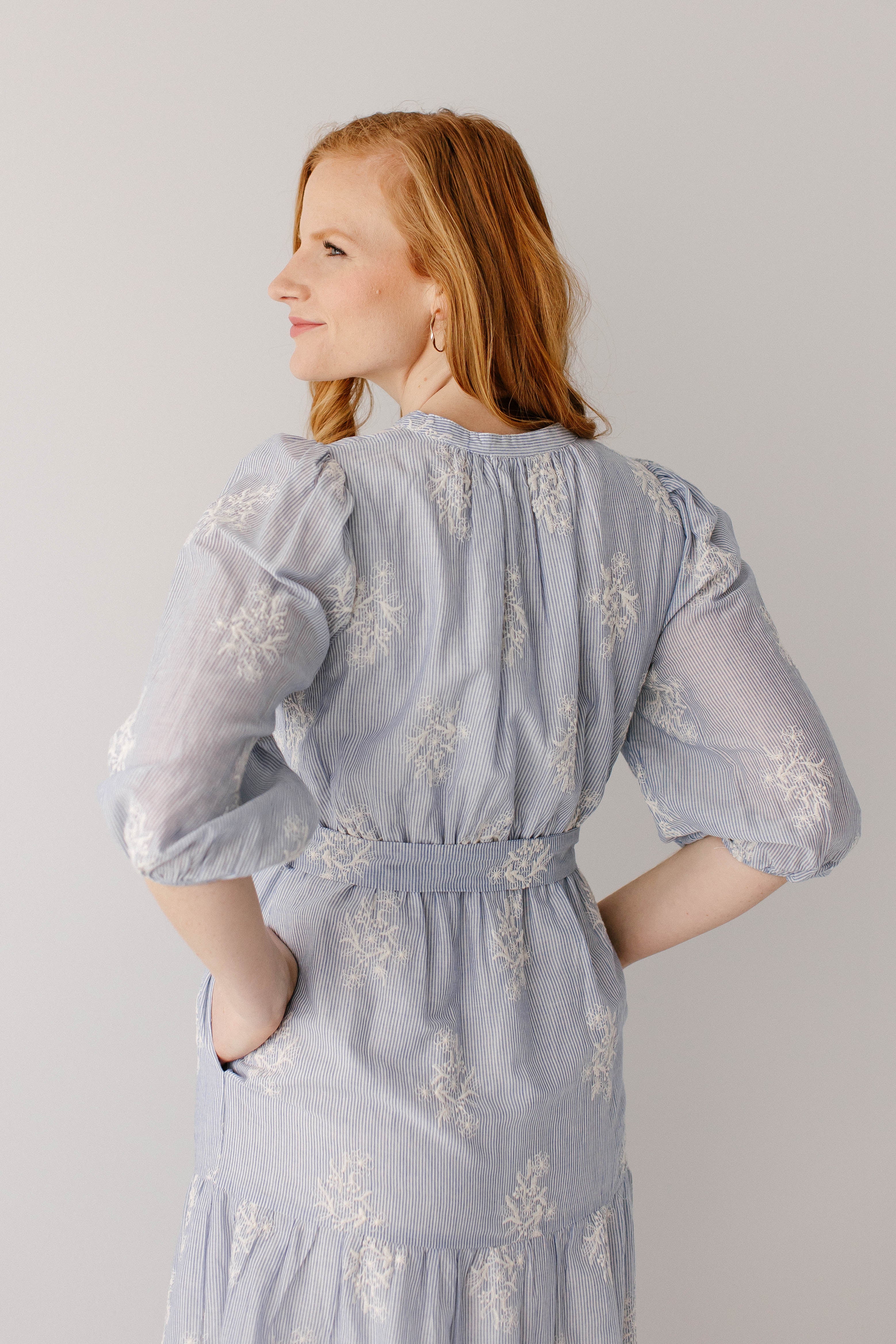 'Etta' Embroidered Pinstripe Maxi Dress FINAL SALE - Image 6