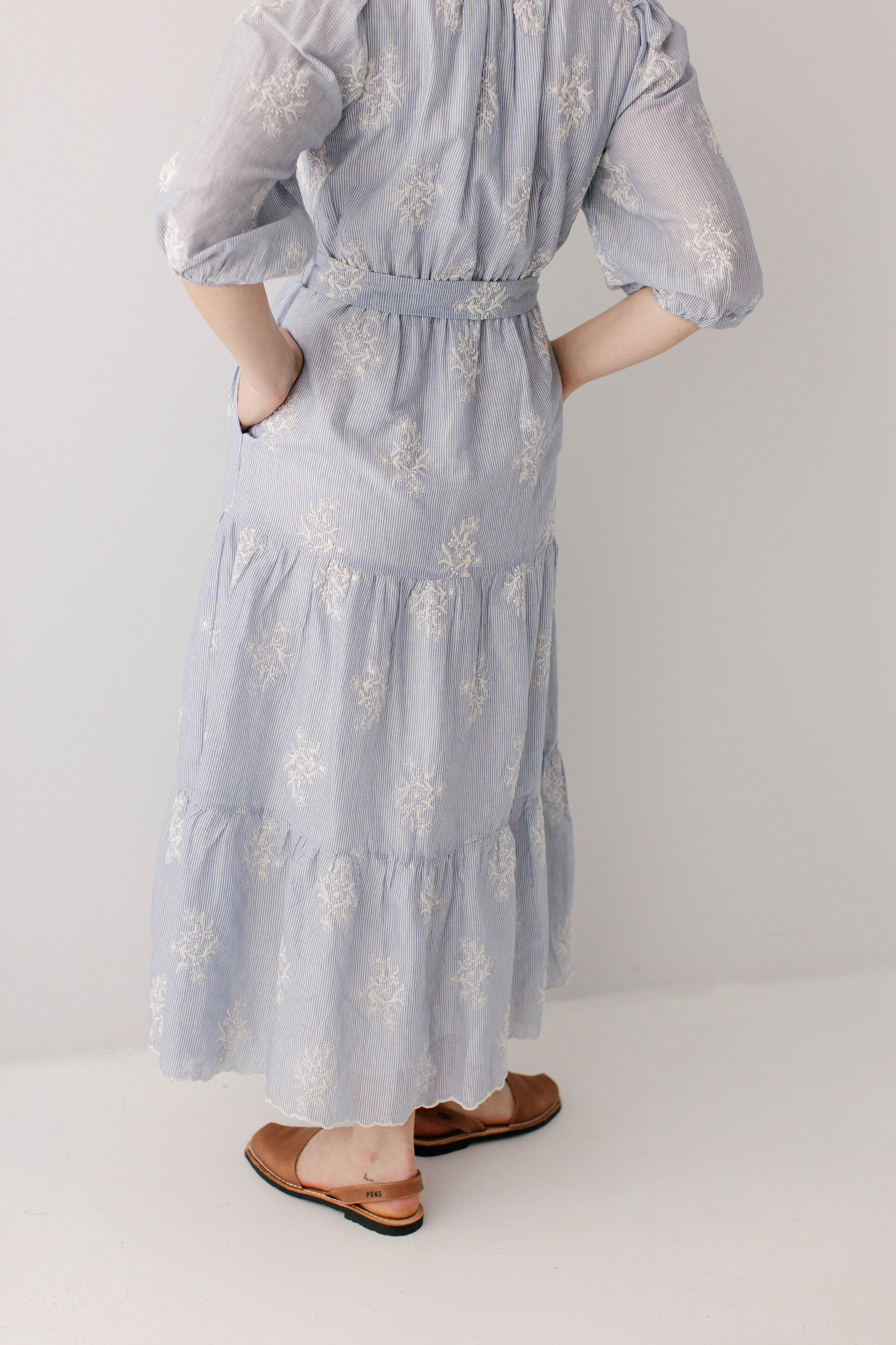 'Etta' Embroidered Pinstripe Maxi Dress FINAL SALE - Image 7