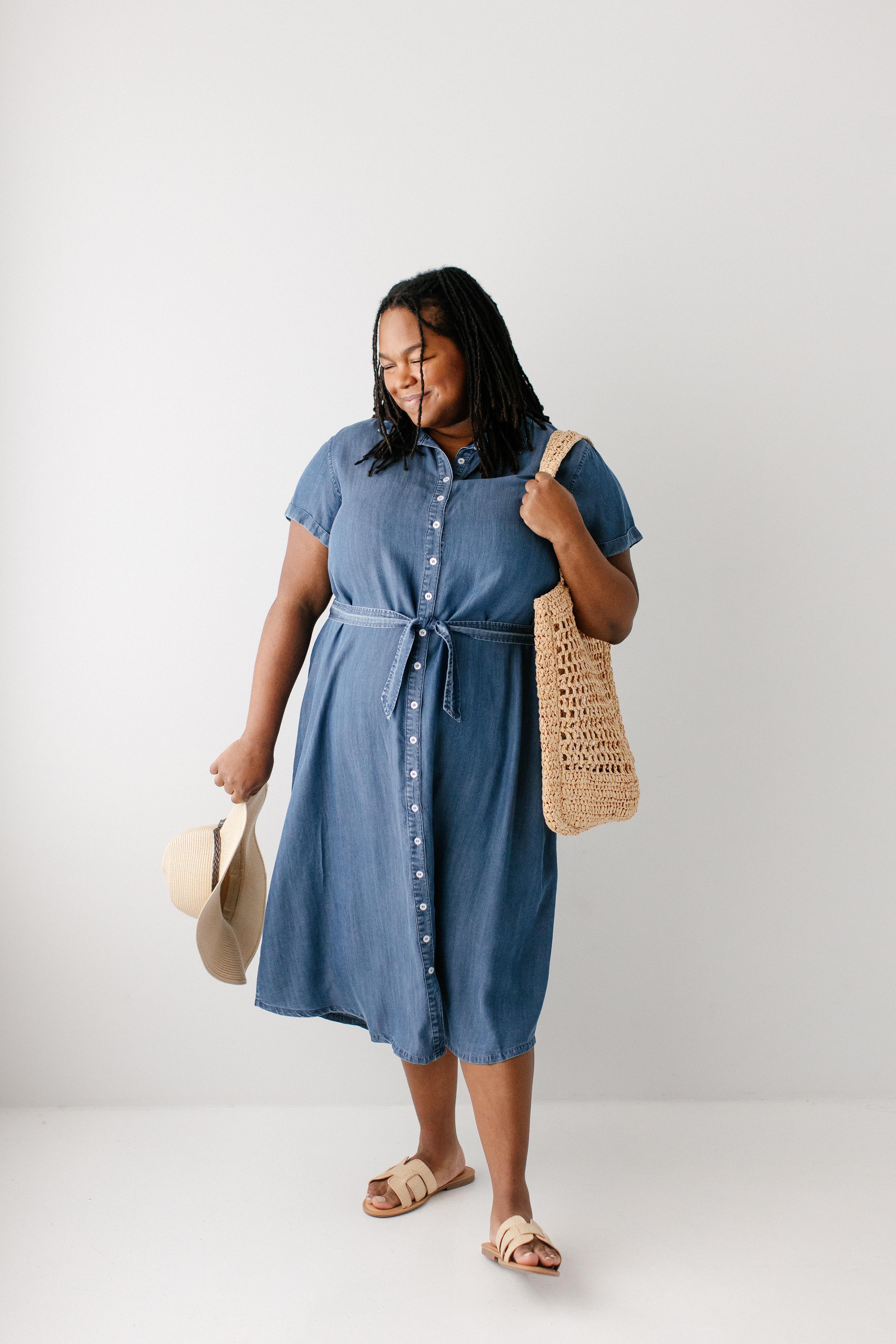 Evelyn Chambray Button Down Midi Dress - Image 14