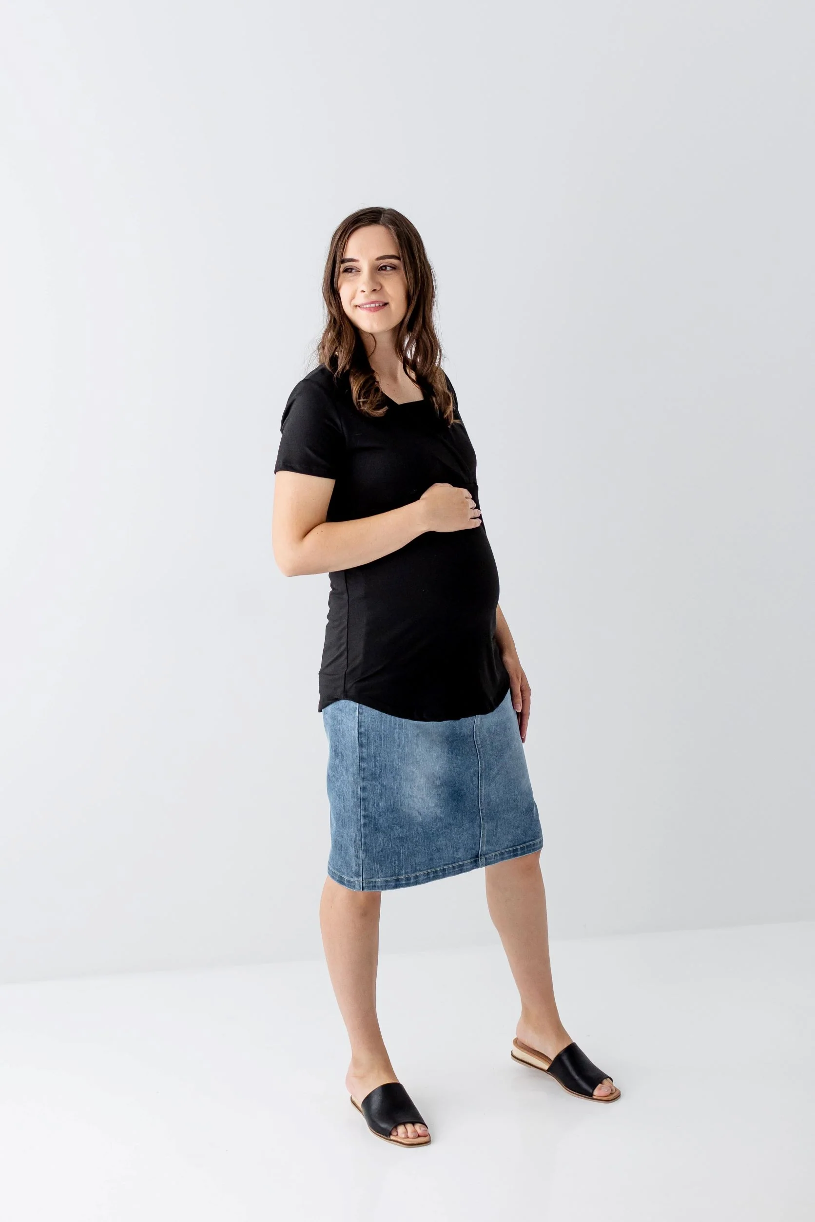 Everlee Stretch Denim Maternity Skirt - Image 5