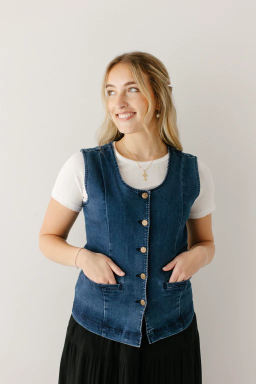 Evyona Stretch Denim Vest