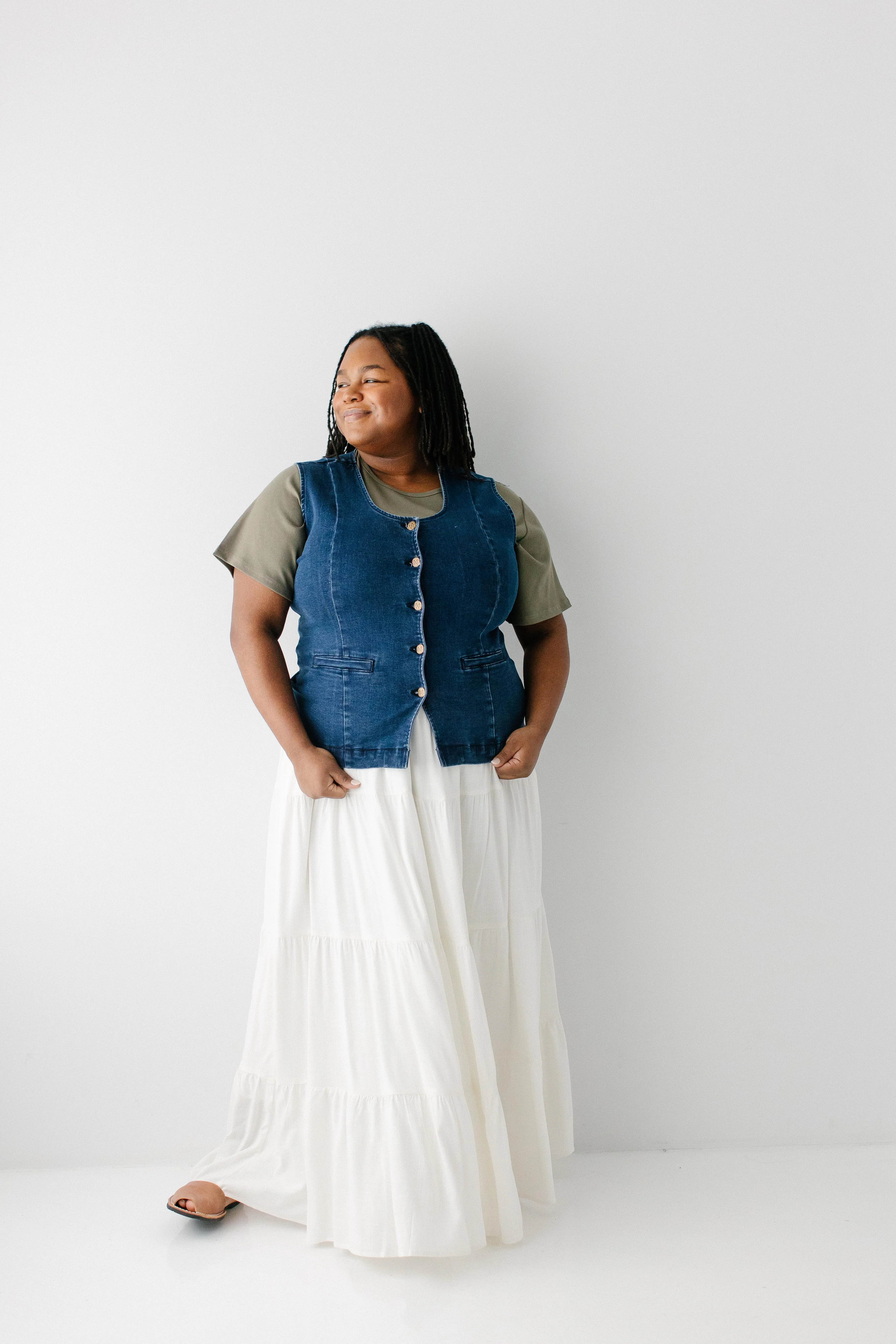Evyona Stretch Denim Vest - Image 10
