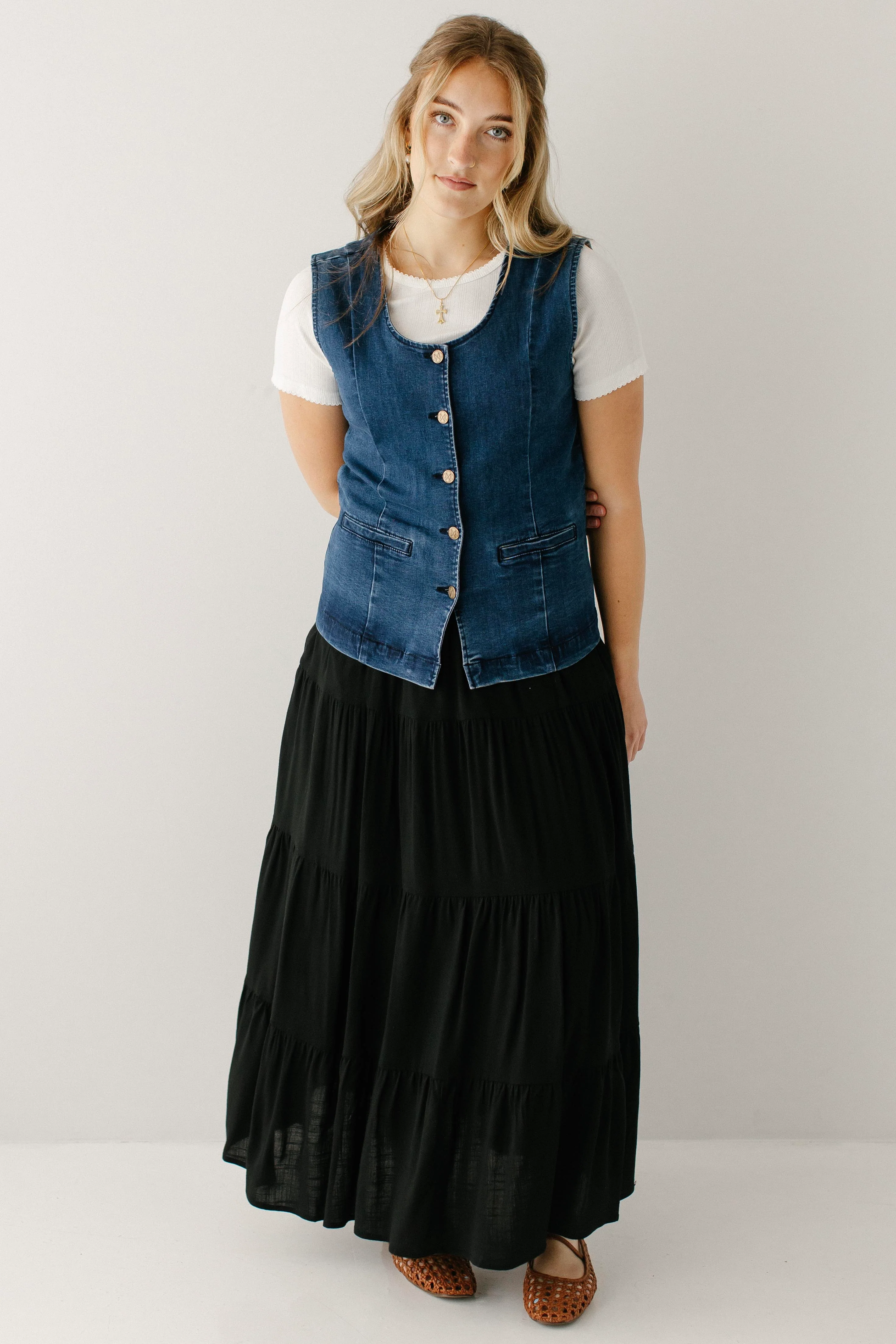Evyona Stretch Denim Vest - Image 4