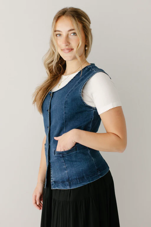 Evyona Stretch Denim Vest - Image 5