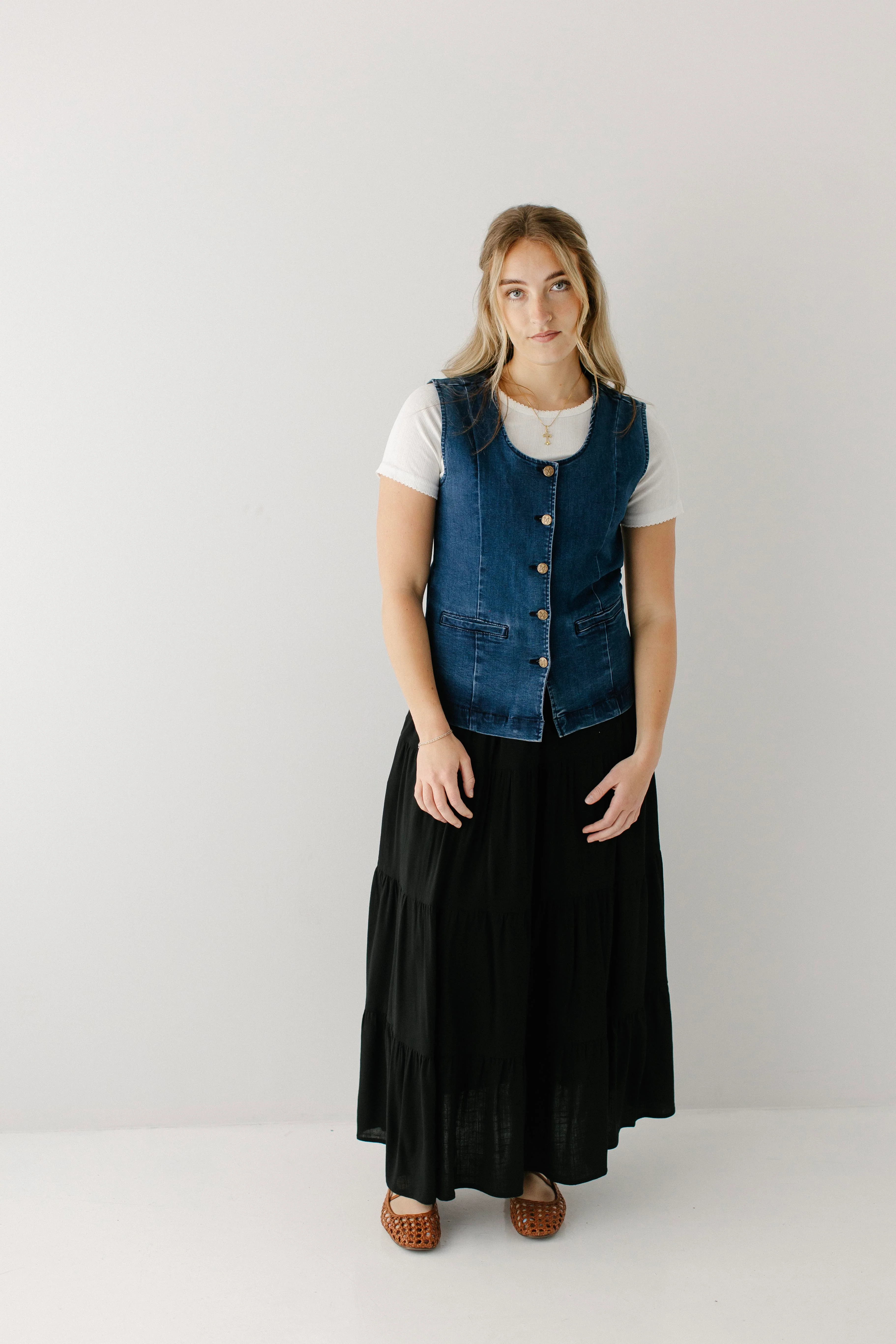 Evyona Stretch Denim Vest - Image 6