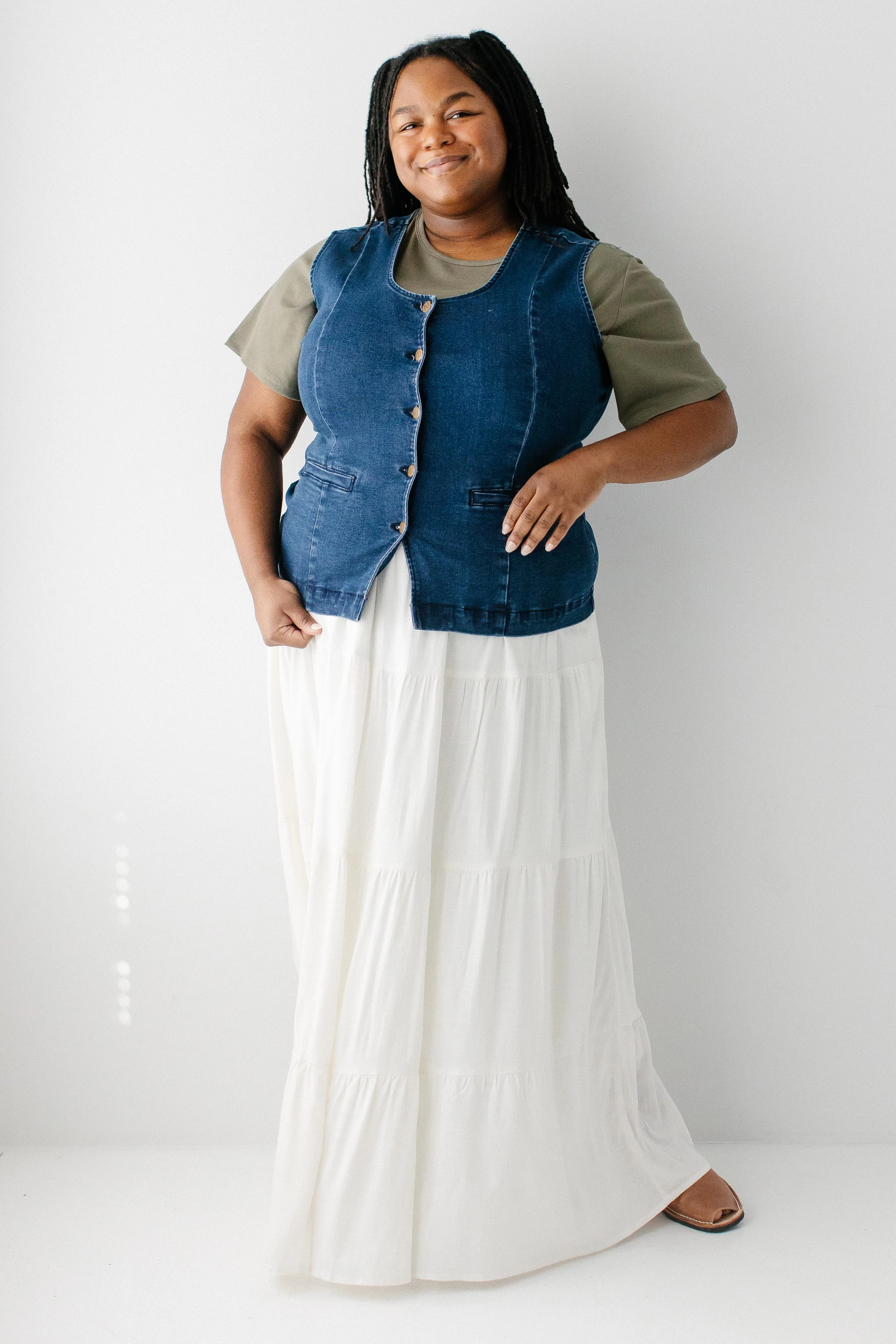 Evyona Stretch Denim Vest - Image 7