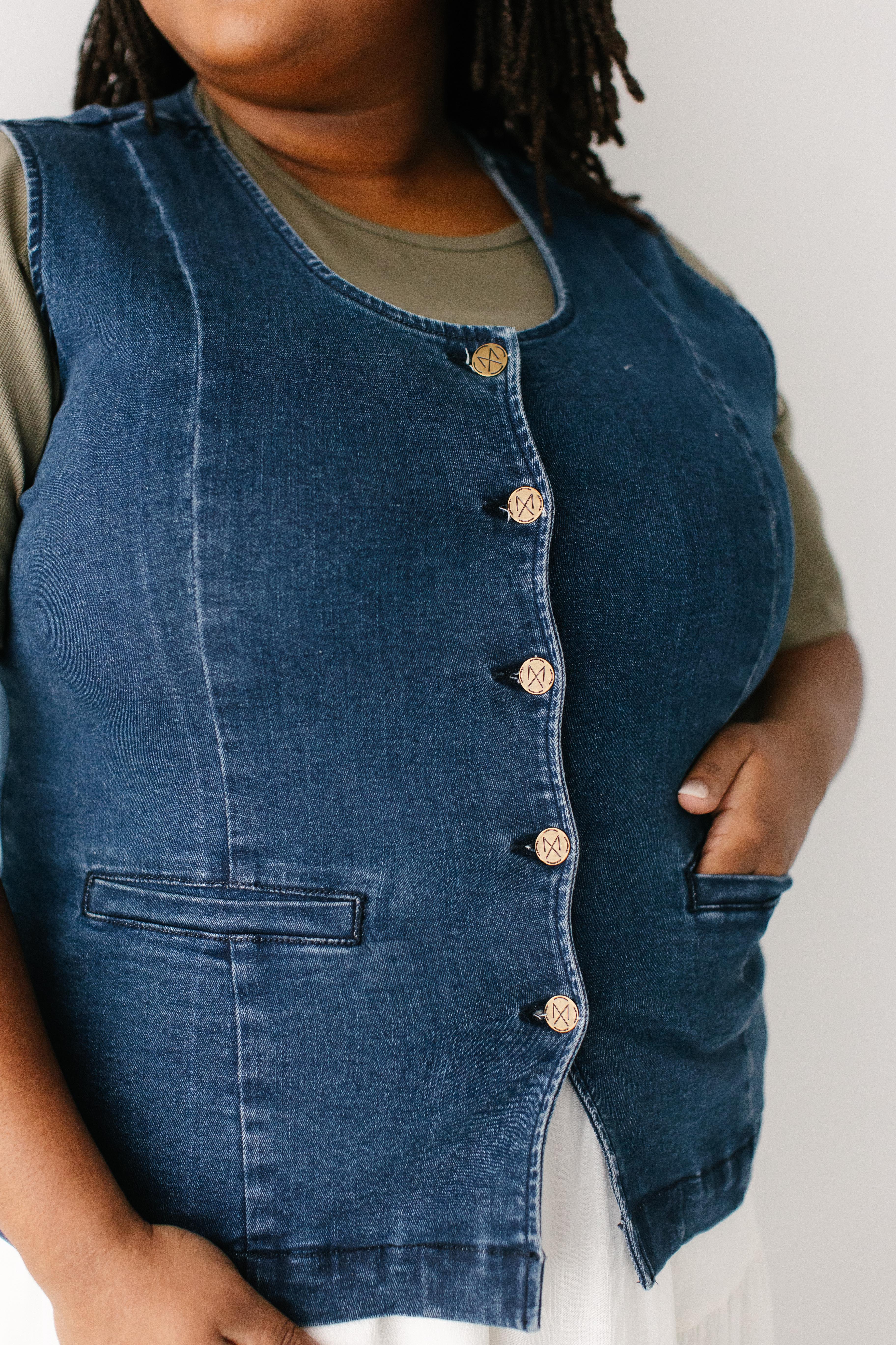 Evyona Stretch Denim Vest - Image 8