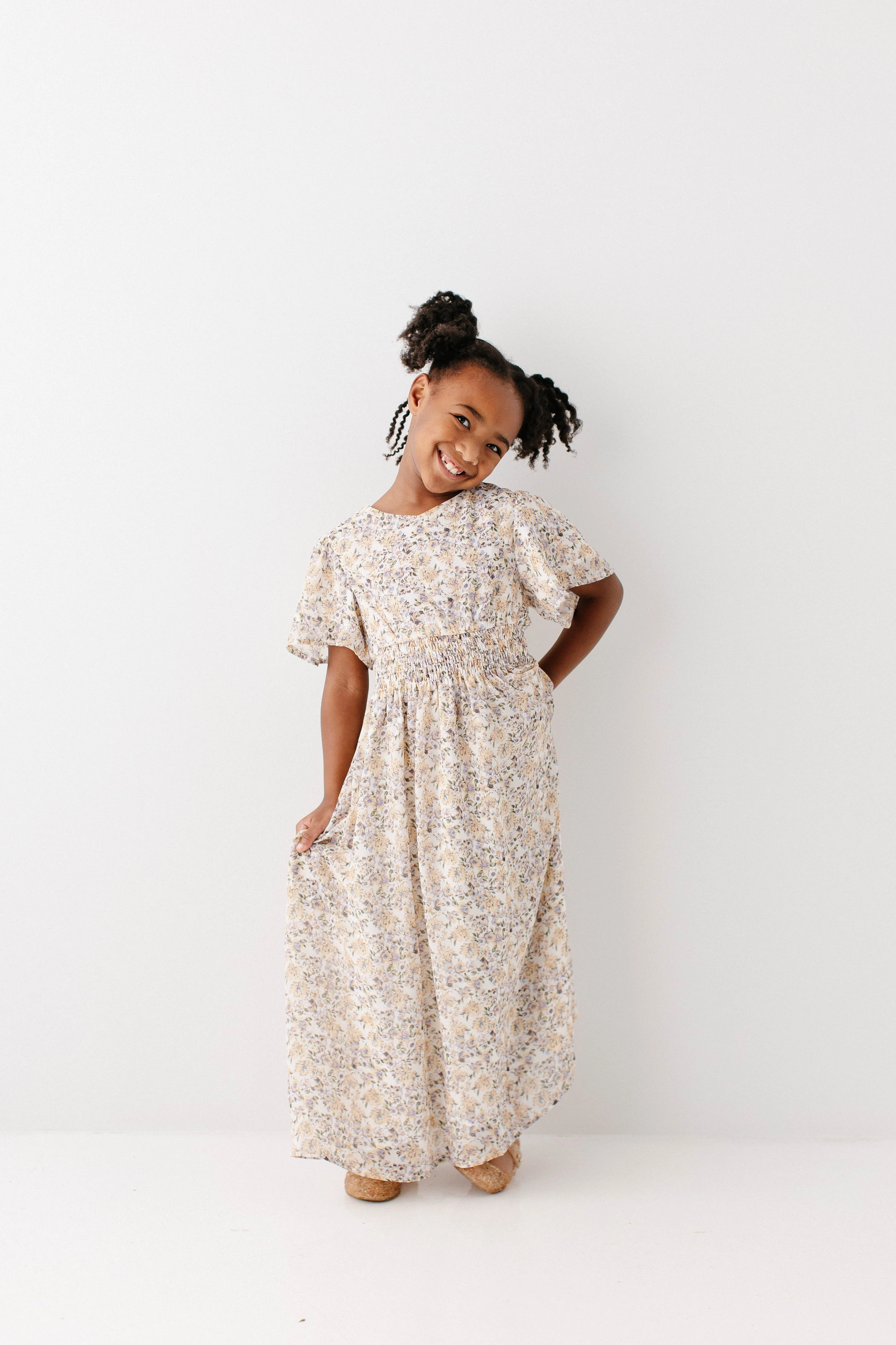 Felicity Girl Floral Print Smocked Waist Dress FINAL SALE