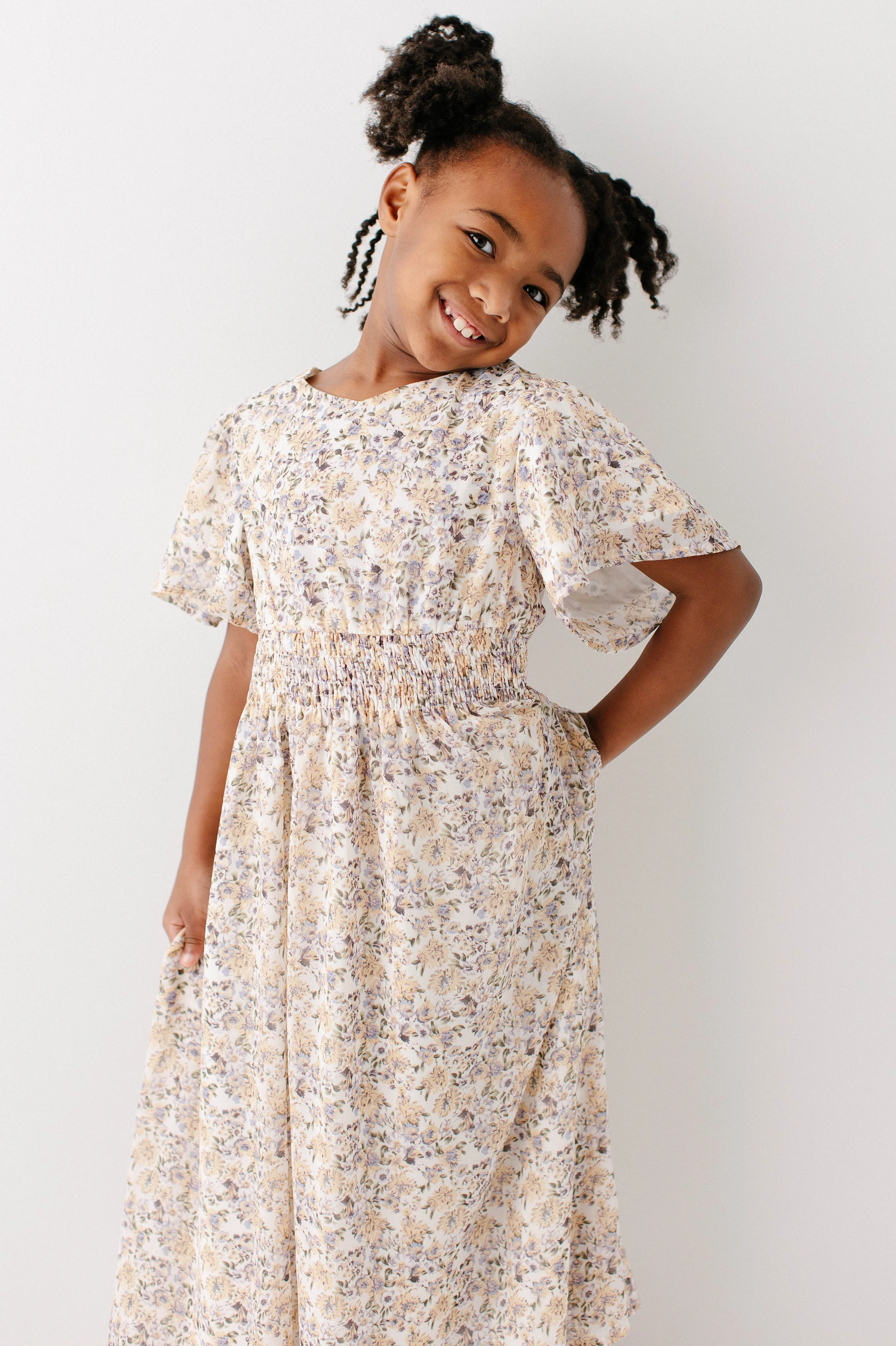 Felicity Girl Floral Print Smocked Waist Dress FINAL SALE - Image 2