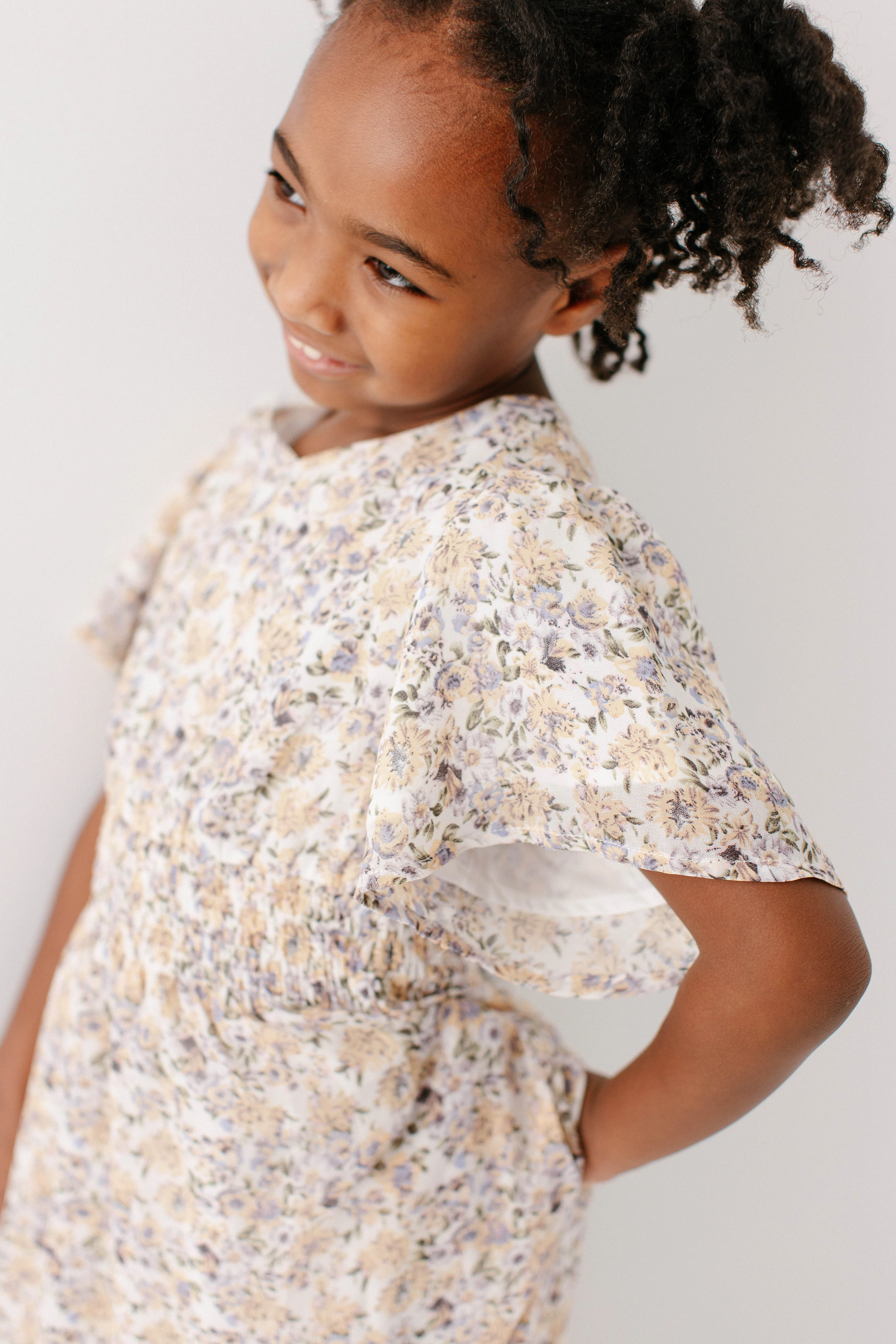 Felicity Girl Floral Print Smocked Waist Dress FINAL SALE - Image 3