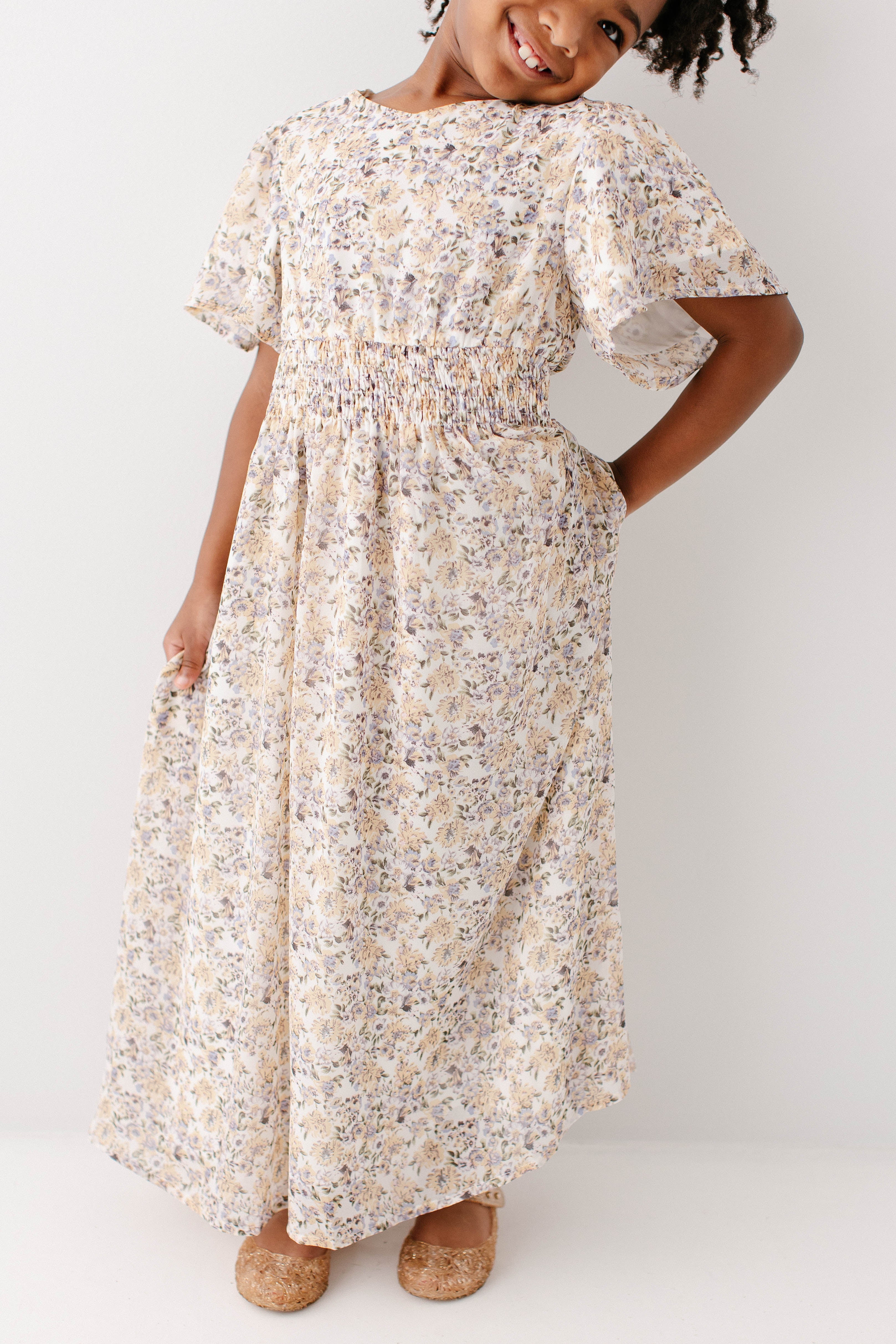 Felicity Girl Floral Print Smocked Waist Dress FINAL SALE - Image 4
