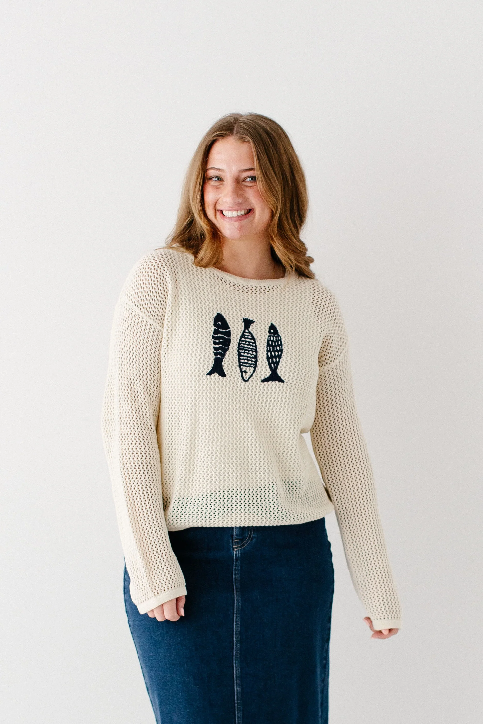 'Fisher' Open Knit Sweater Top FINAL SALE