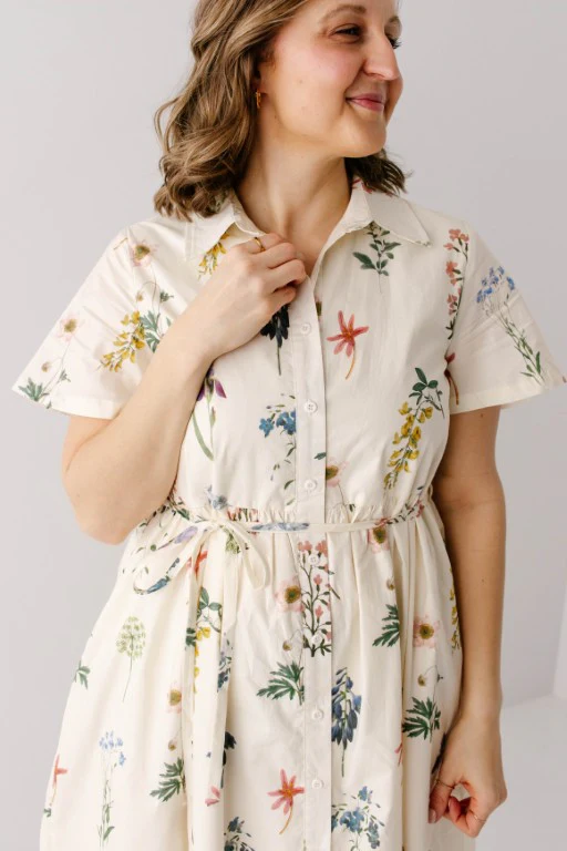 'Gardenia' Floral Print Button Down Midi Dress FINAL SALE - Image 2