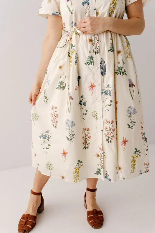 'Gardenia' Floral Print Button Down Midi Dress FINAL SALE - Image 5
