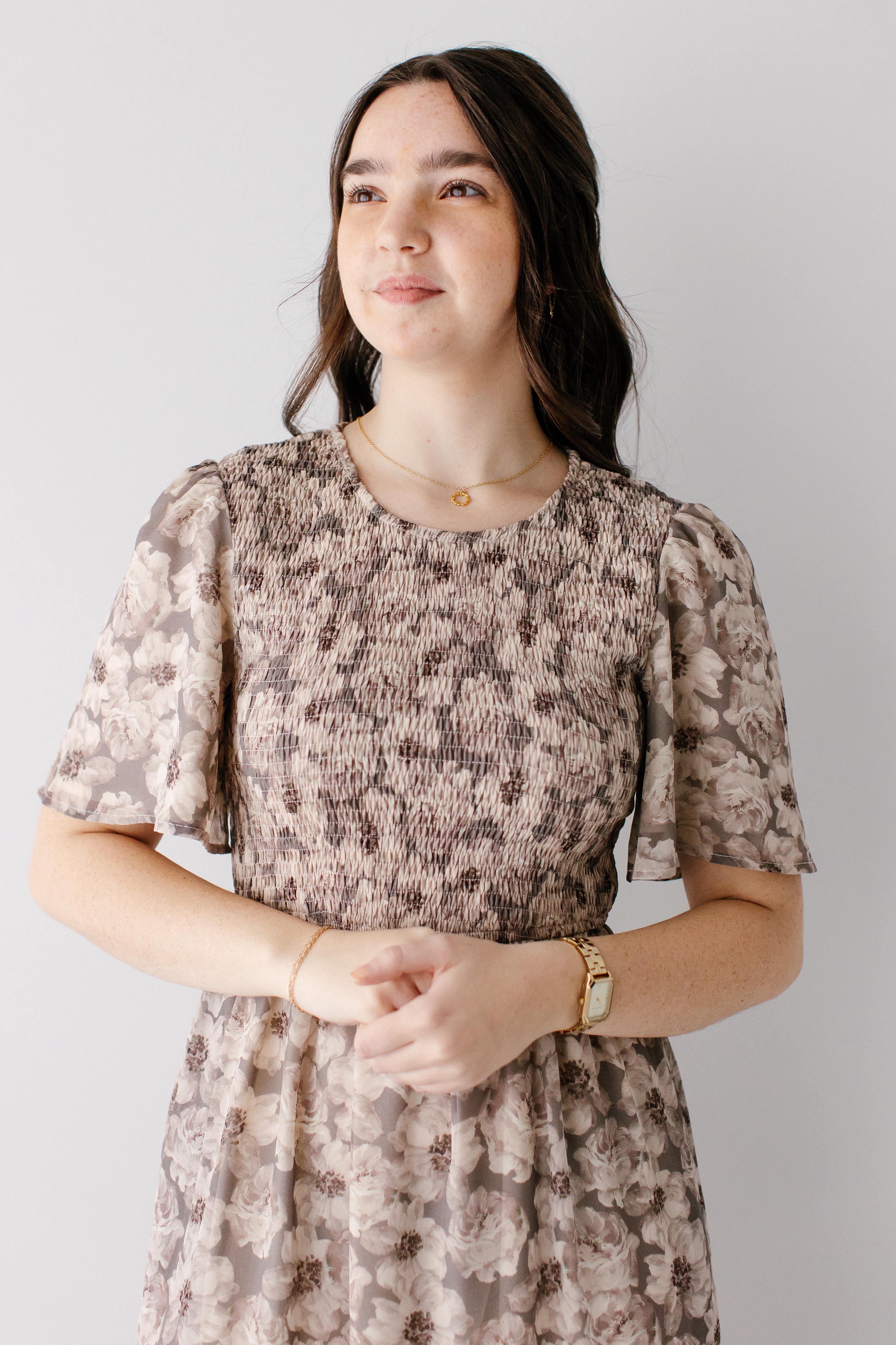 'Genevieve' Floral Print Smocked Bodice Maxi Dress - Image 2