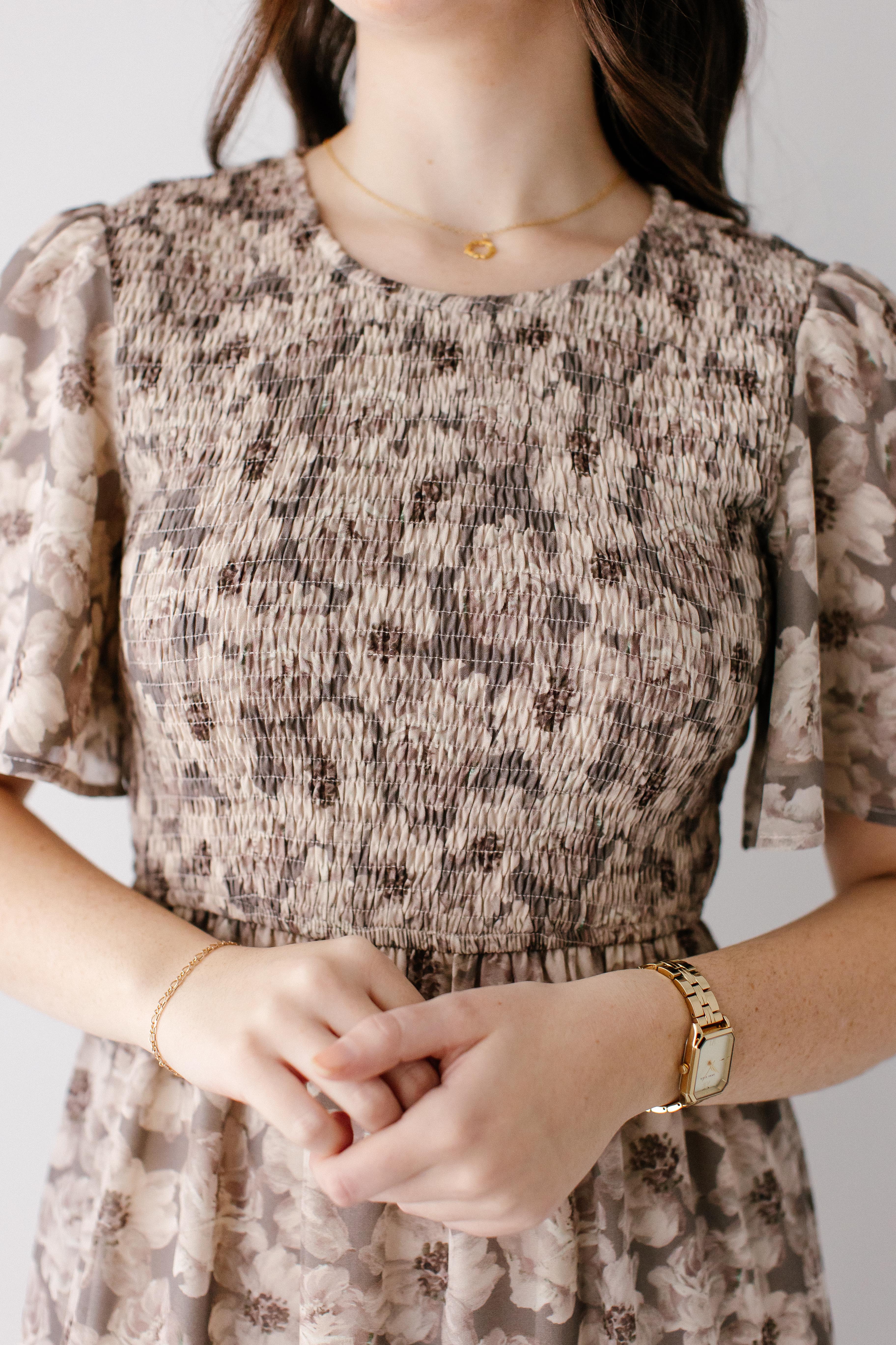 'Genevieve' Floral Print Smocked Bodice Maxi Dress - Image 4