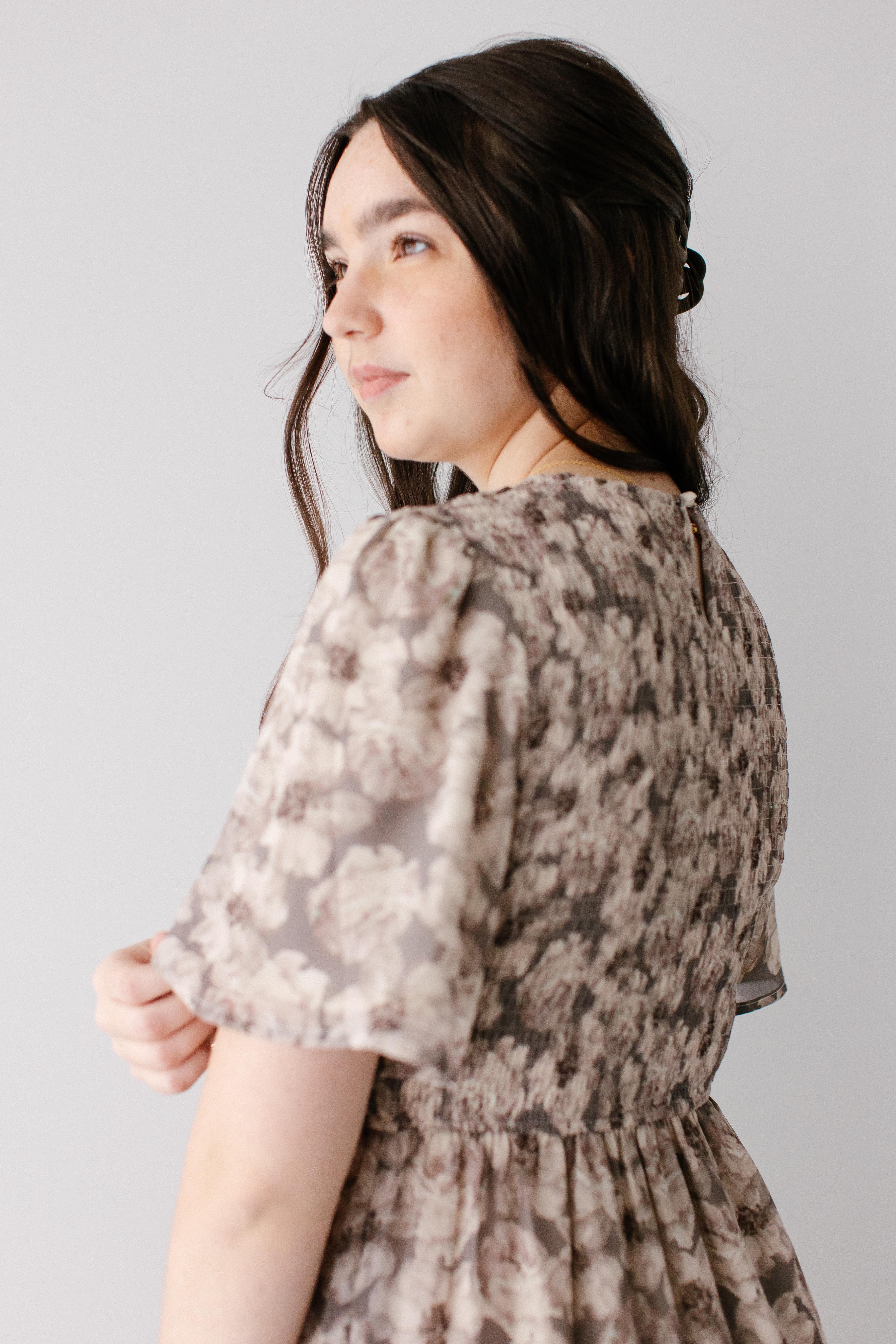 'Genevieve' Floral Print Smocked Bodice Maxi Dress - Image 6