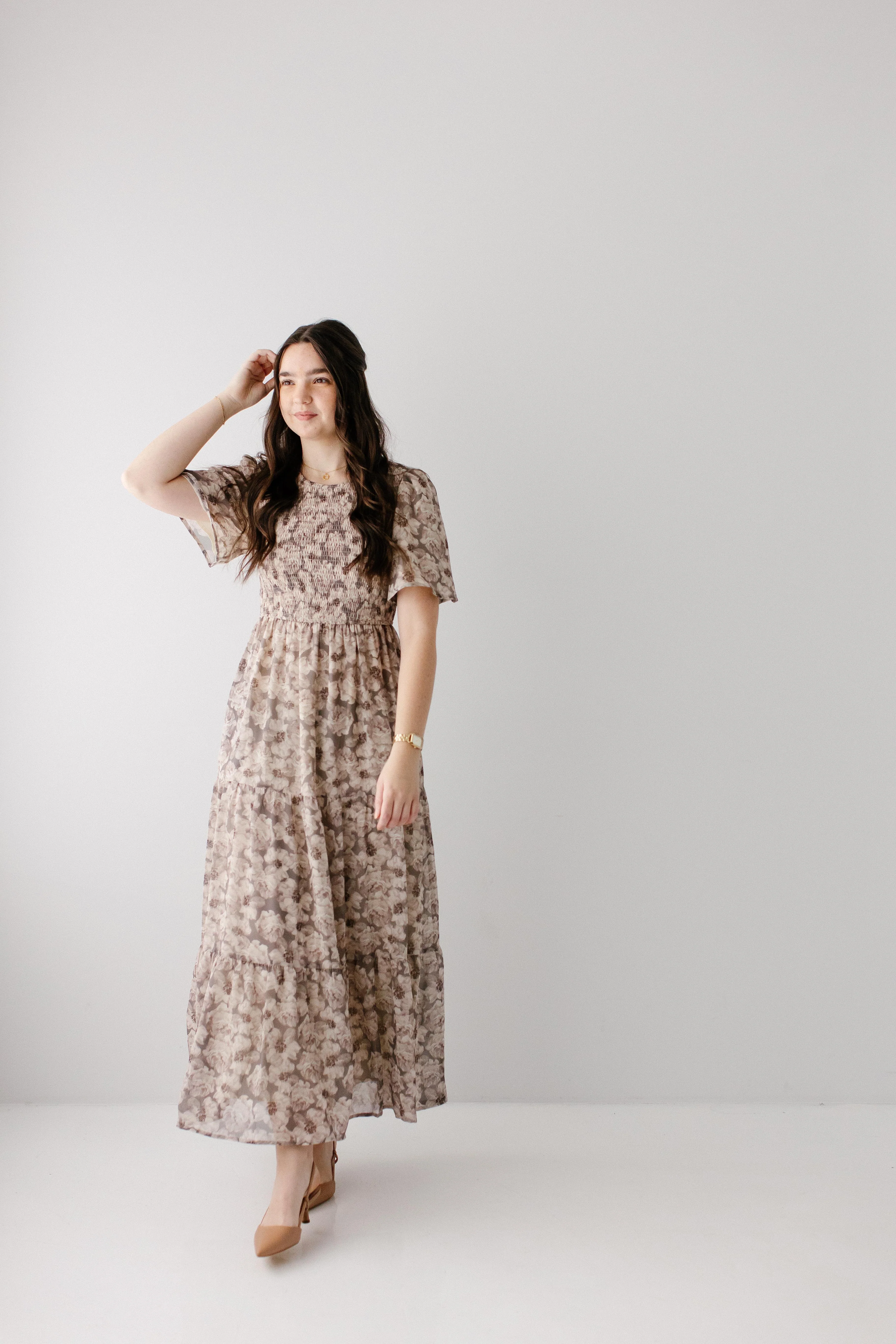 'Genevieve' Floral Print Smocked Bodice Maxi Dress - Image 7