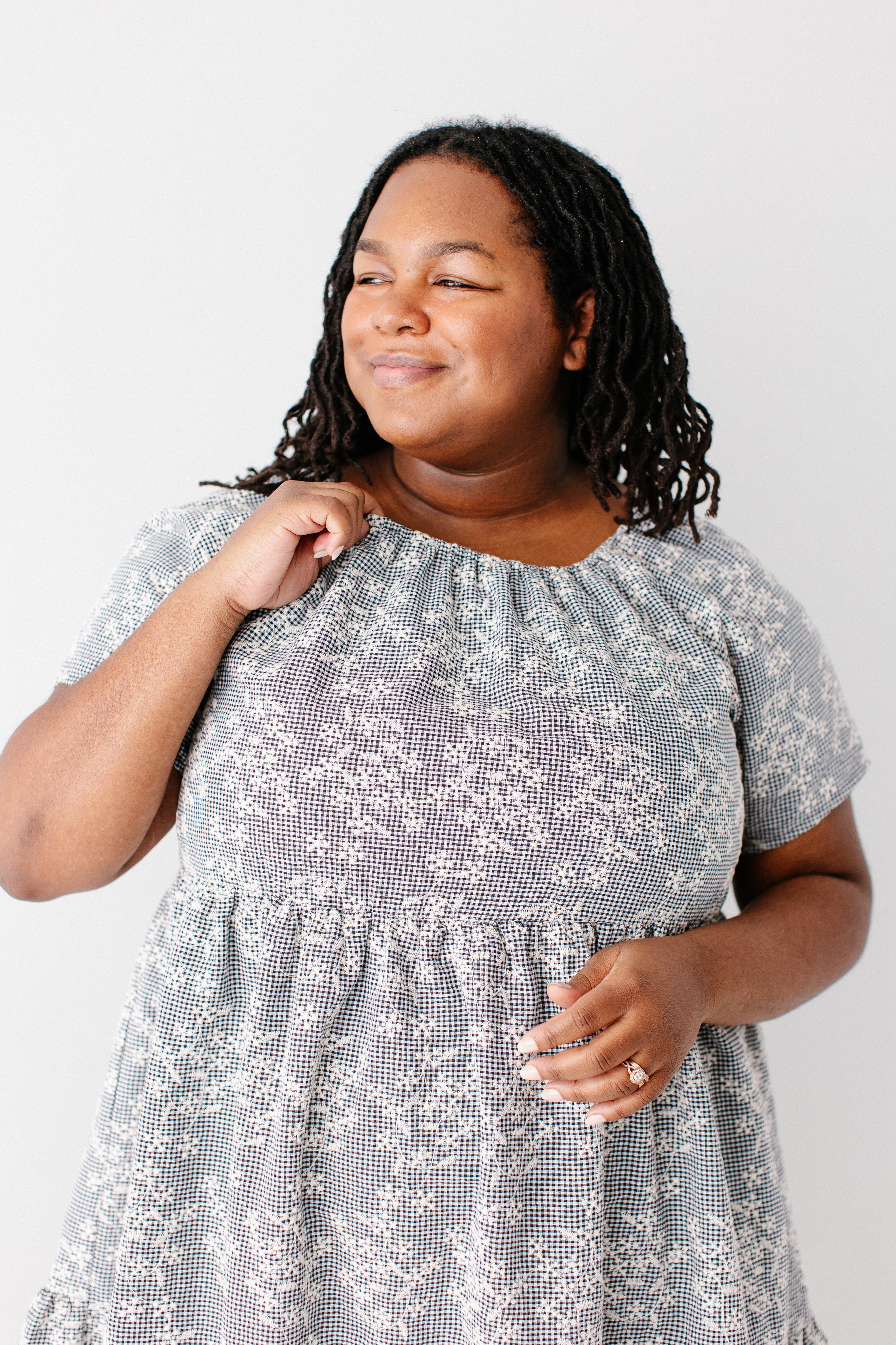 Georgia Embroidered Floral Gingham Midi Dress - Image 4