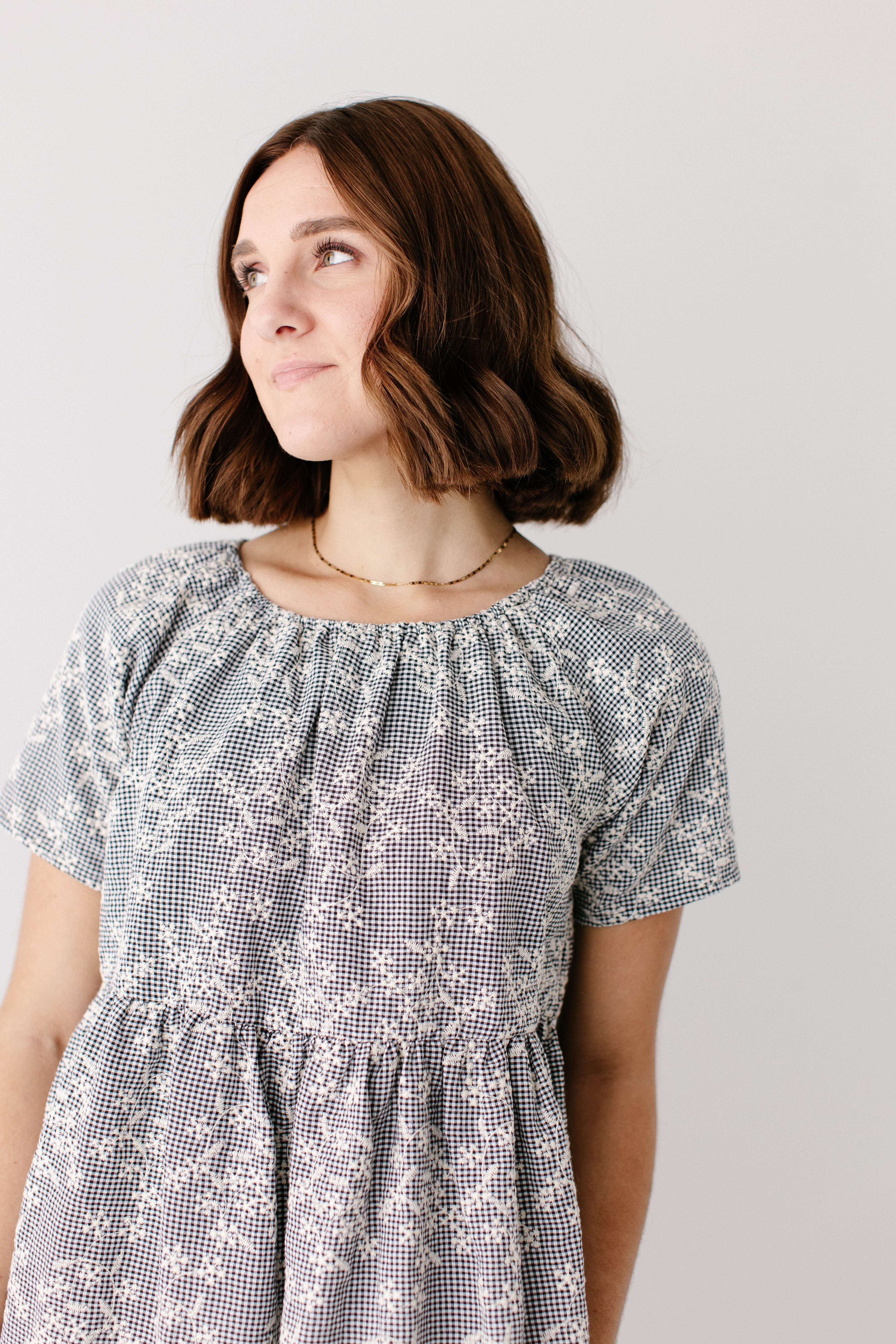 Georgia Embroidered Floral Gingham Midi Dress - Image 5
