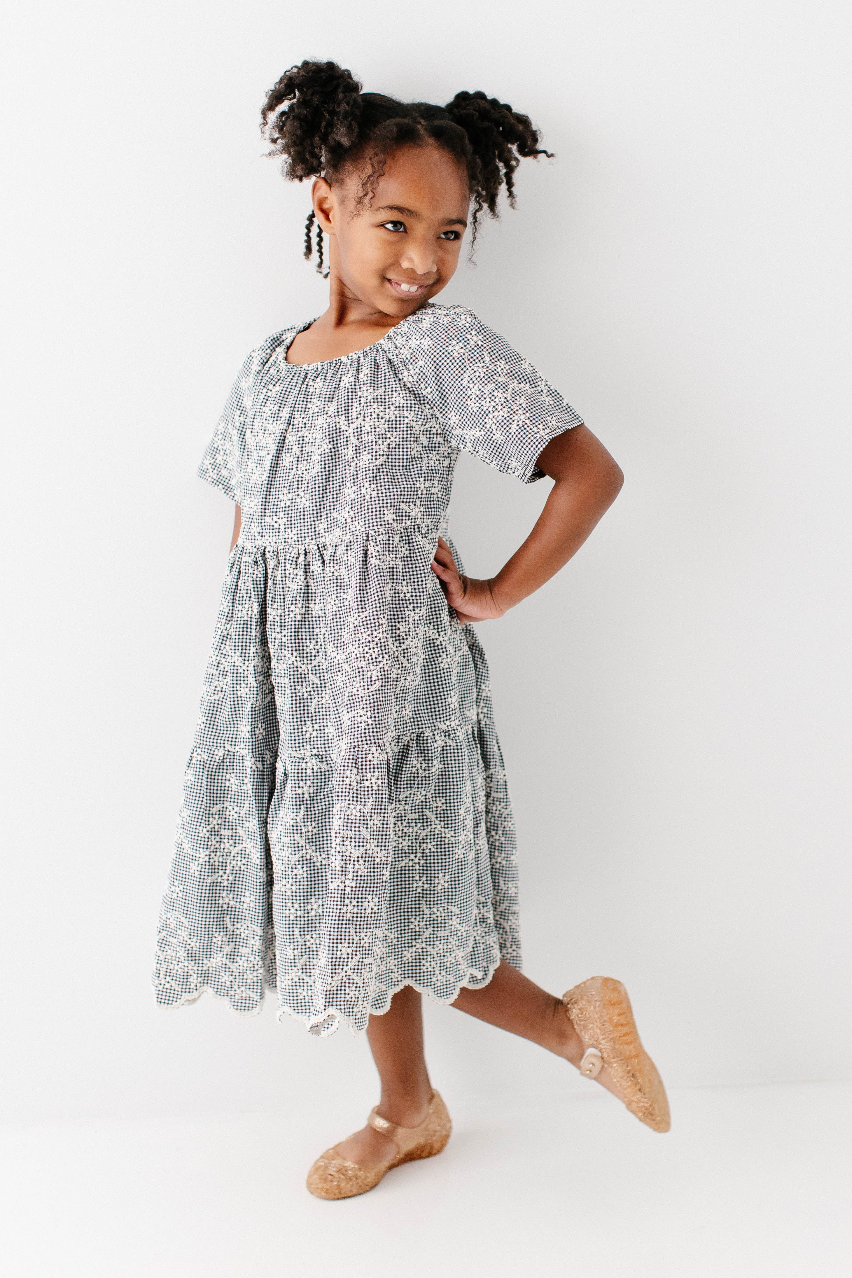 Georgia Girl Embroidered Floral Gingham Dress