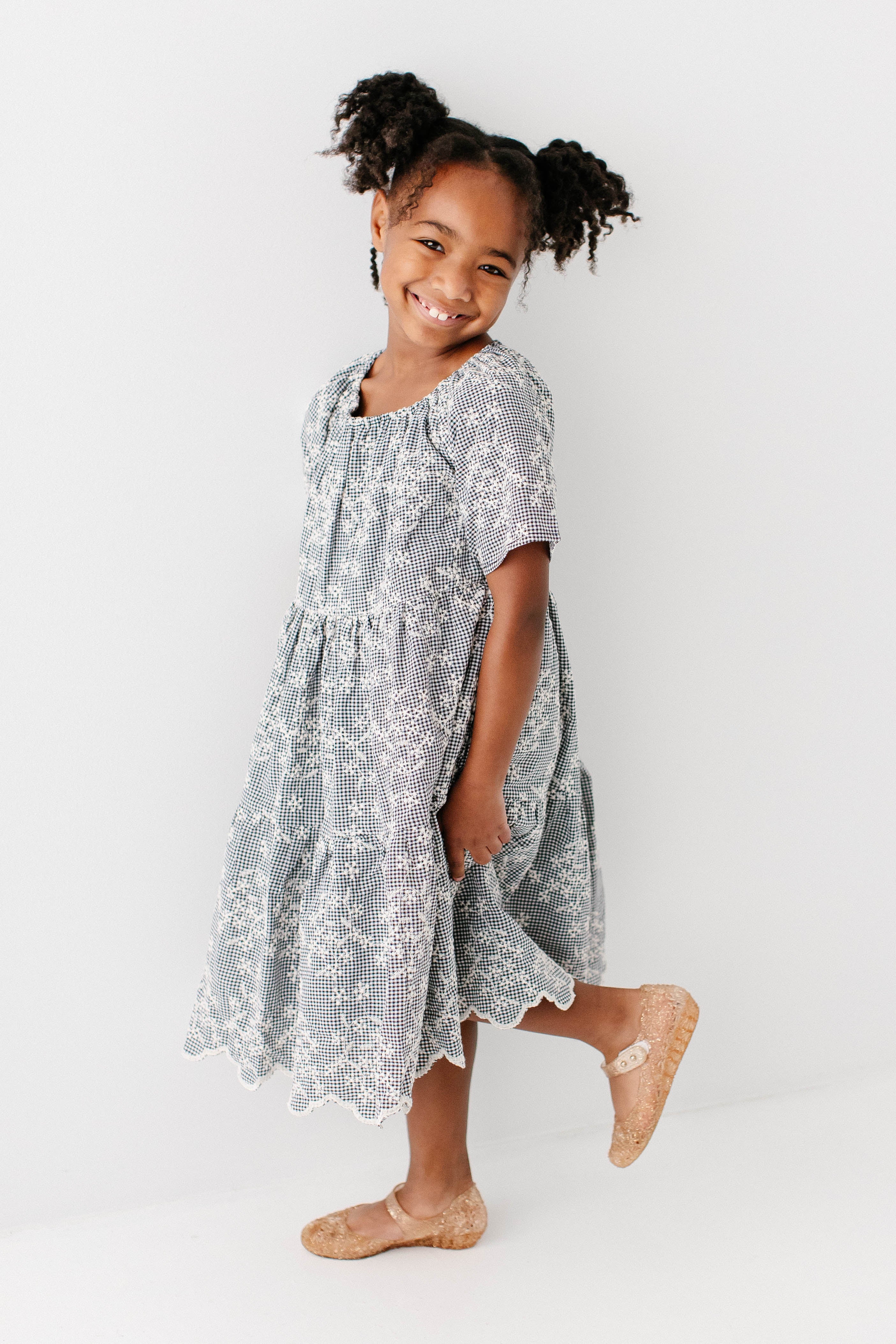 Georgia Girl Embroidered Floral Gingham Dress - Image 3